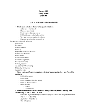 Study guide Public Relations - Chapter 1 : Strategic Public Relations ...