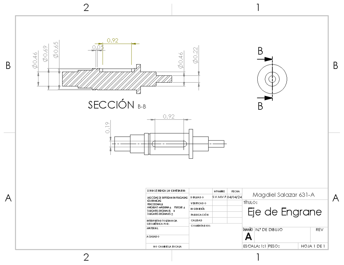 Eje de Engrane - diseño de elementos de maquinas - B B 0. 0. 0. 0. 0. 0 ...