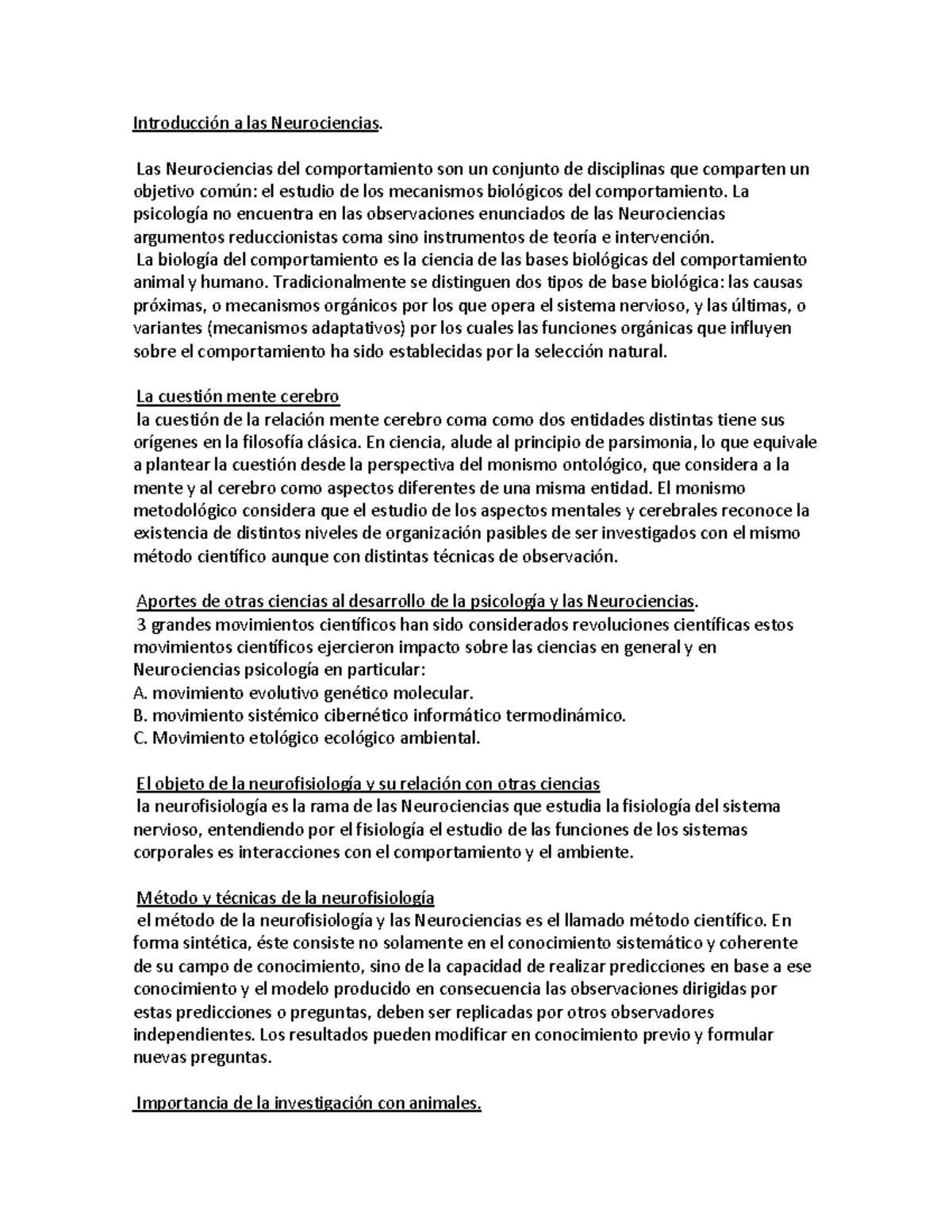 Introducción a las Neurociencias - Las Neurociencias del comportamiento ...
