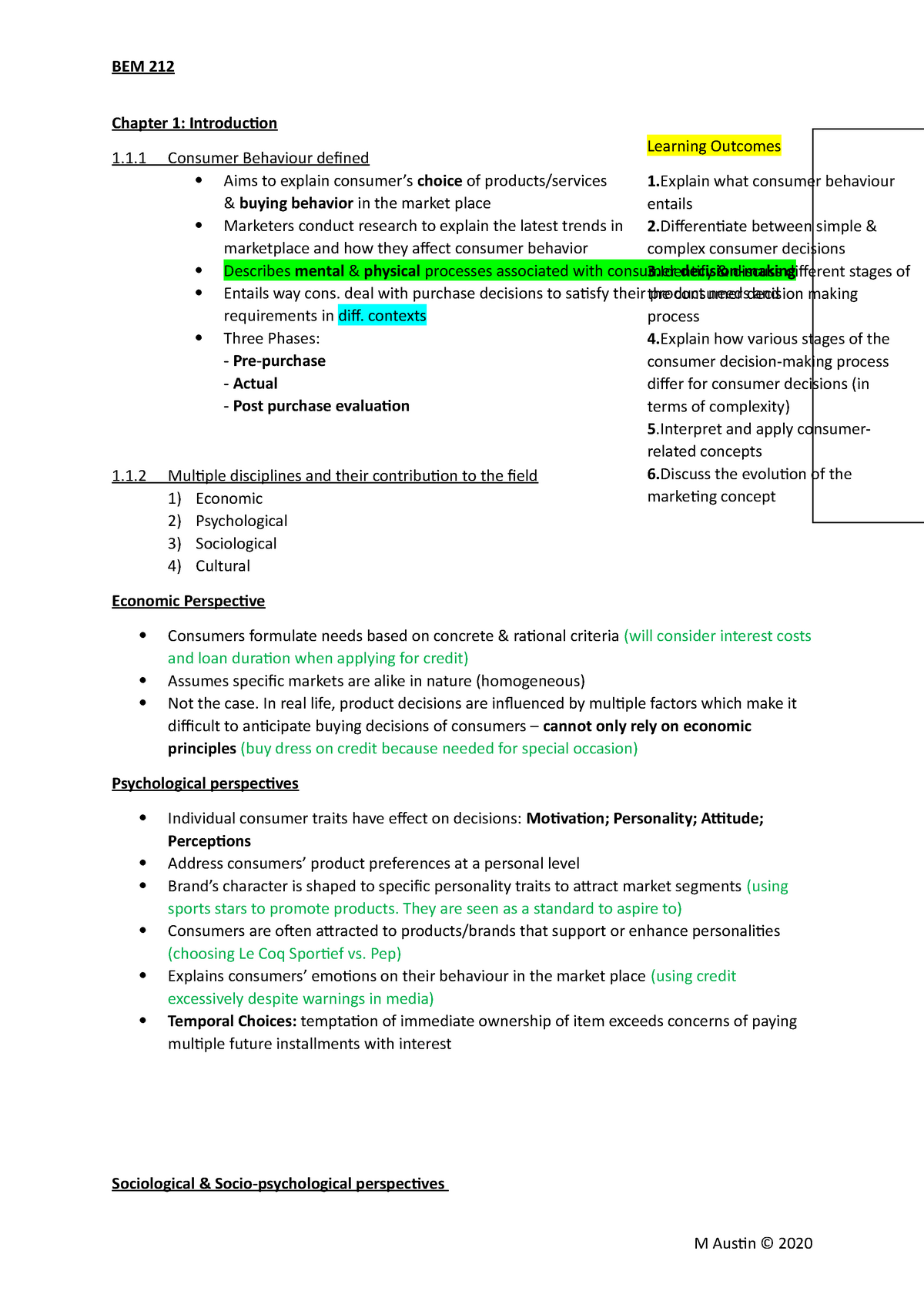 Chapter 1 Introduction Notes - Chapter 1: Introduction 1.1 Consumer ...