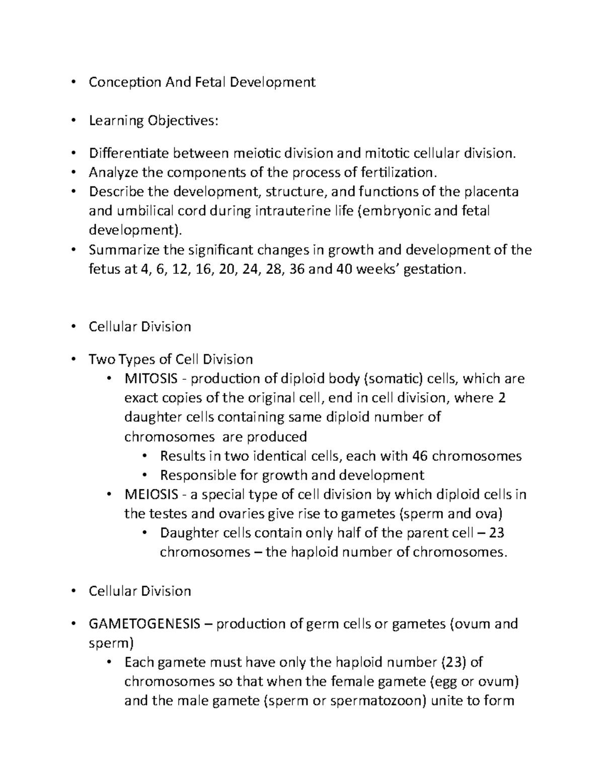 Conception And Fetal Development - Conception And Fetal Development ...