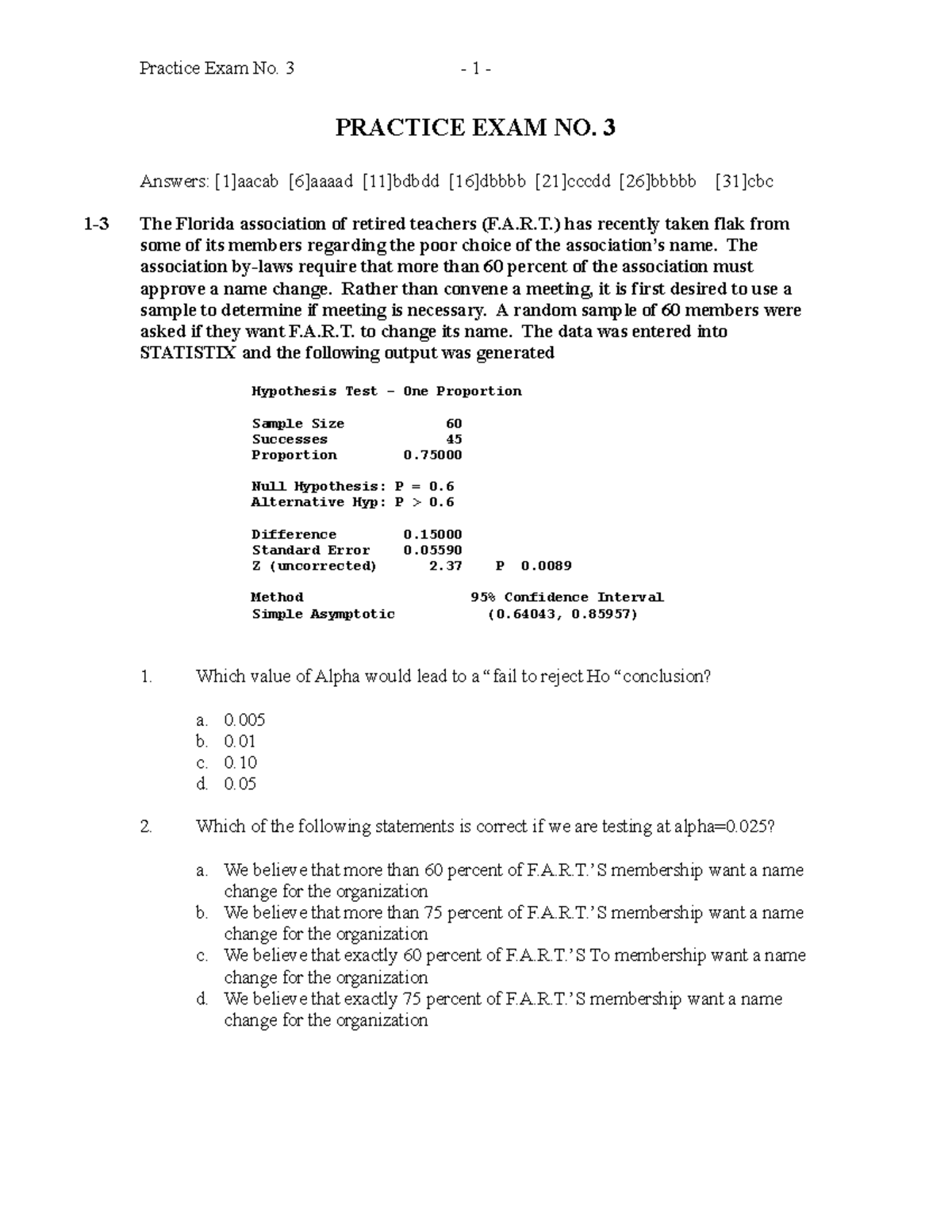 Practice test 3 - Complete guide on review 3 - PRACTICE EXAM NO. 3 ...