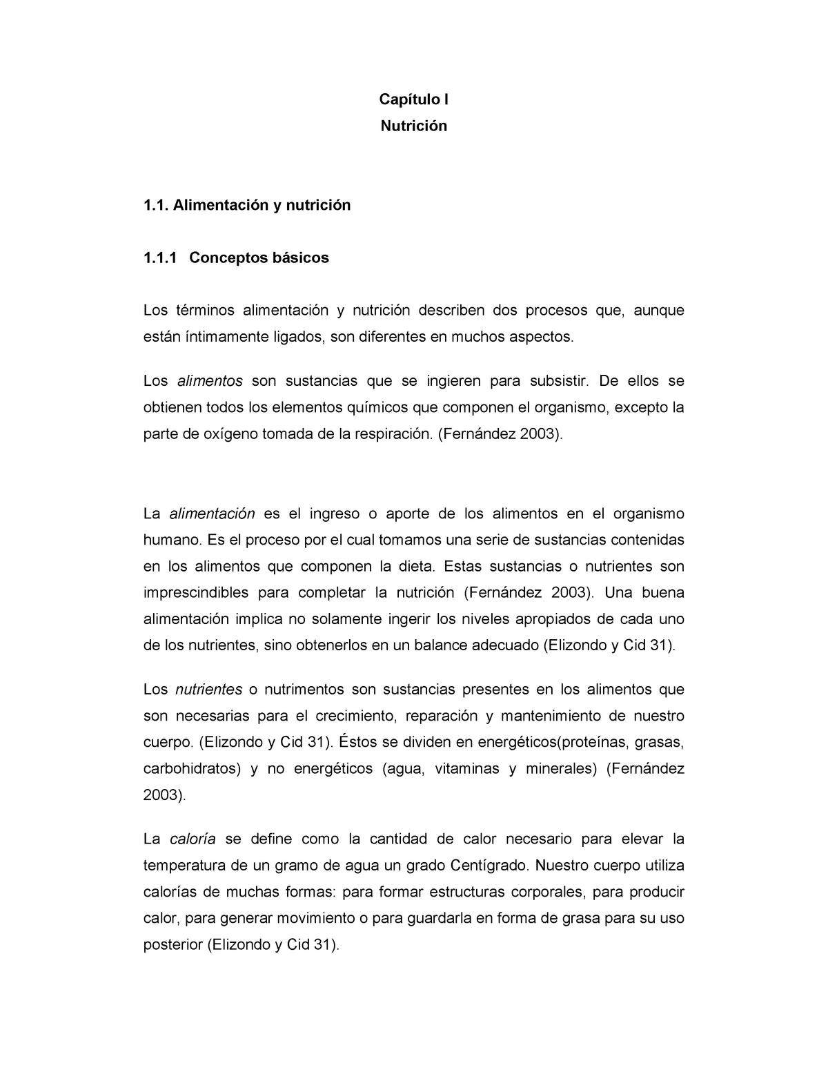 Capitulo 1 - Apuntes - Capítulo I Nutrición Alimentación Y Nutrición 1. ...