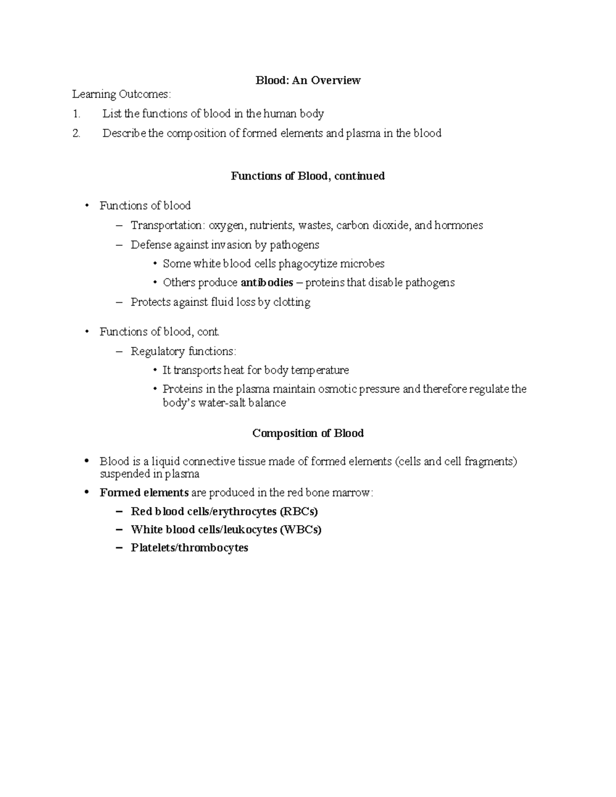 Blood An Overview - chapter 6 part 1 test - Blood: An Overview Learning ...