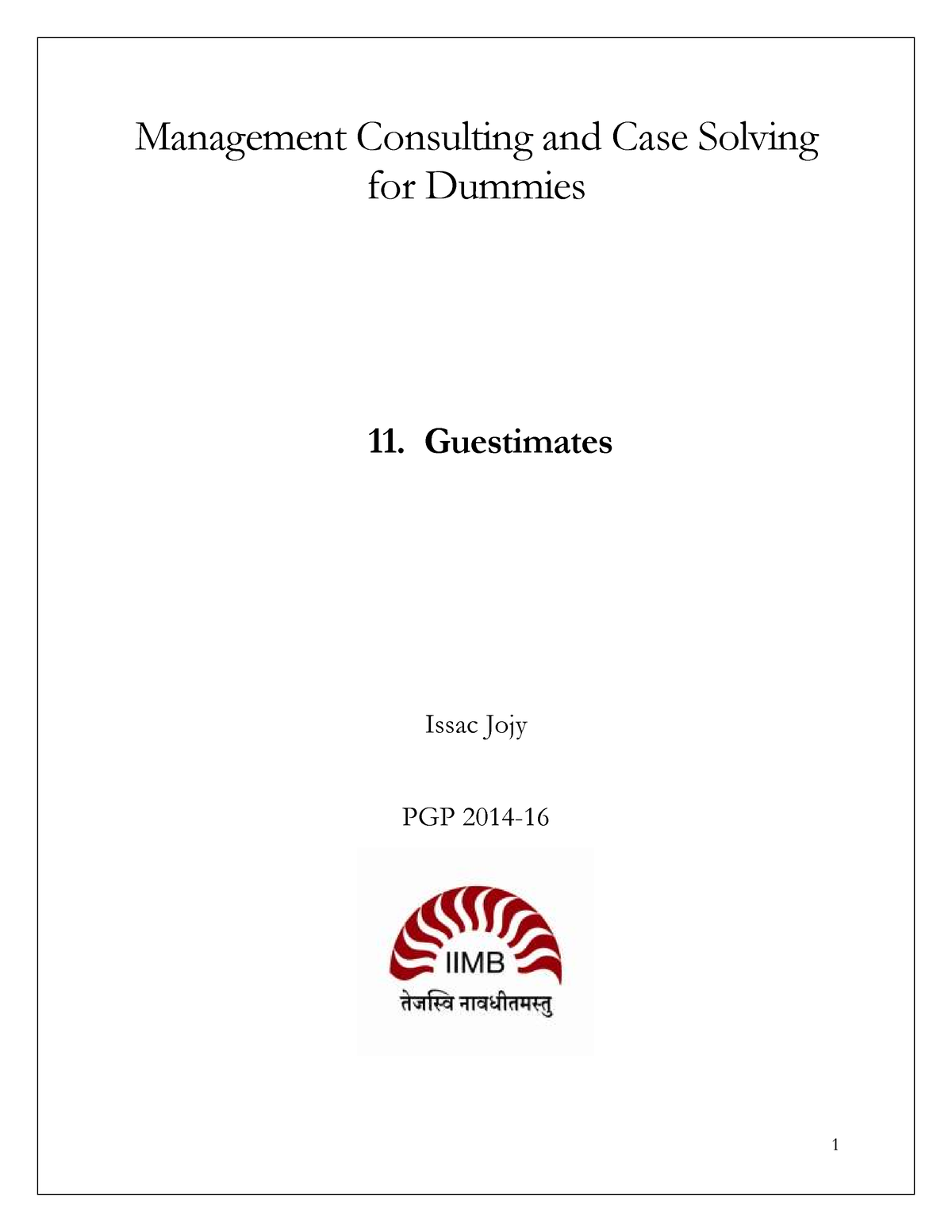 06. Guestimates - sdsdsdsdsd - Master of Commerce - GITAM - Studocu