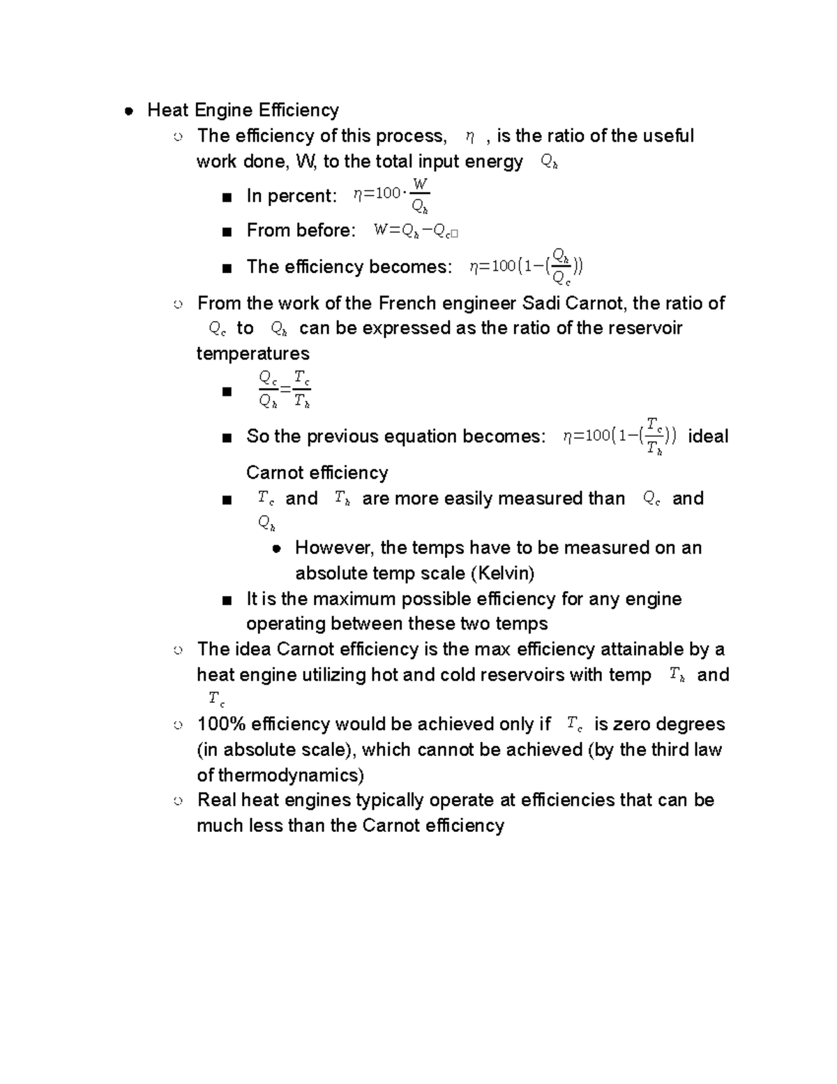 Heat Engine Efficiency 2 26 21 - Heat Engine Efficiency The efficiency ...