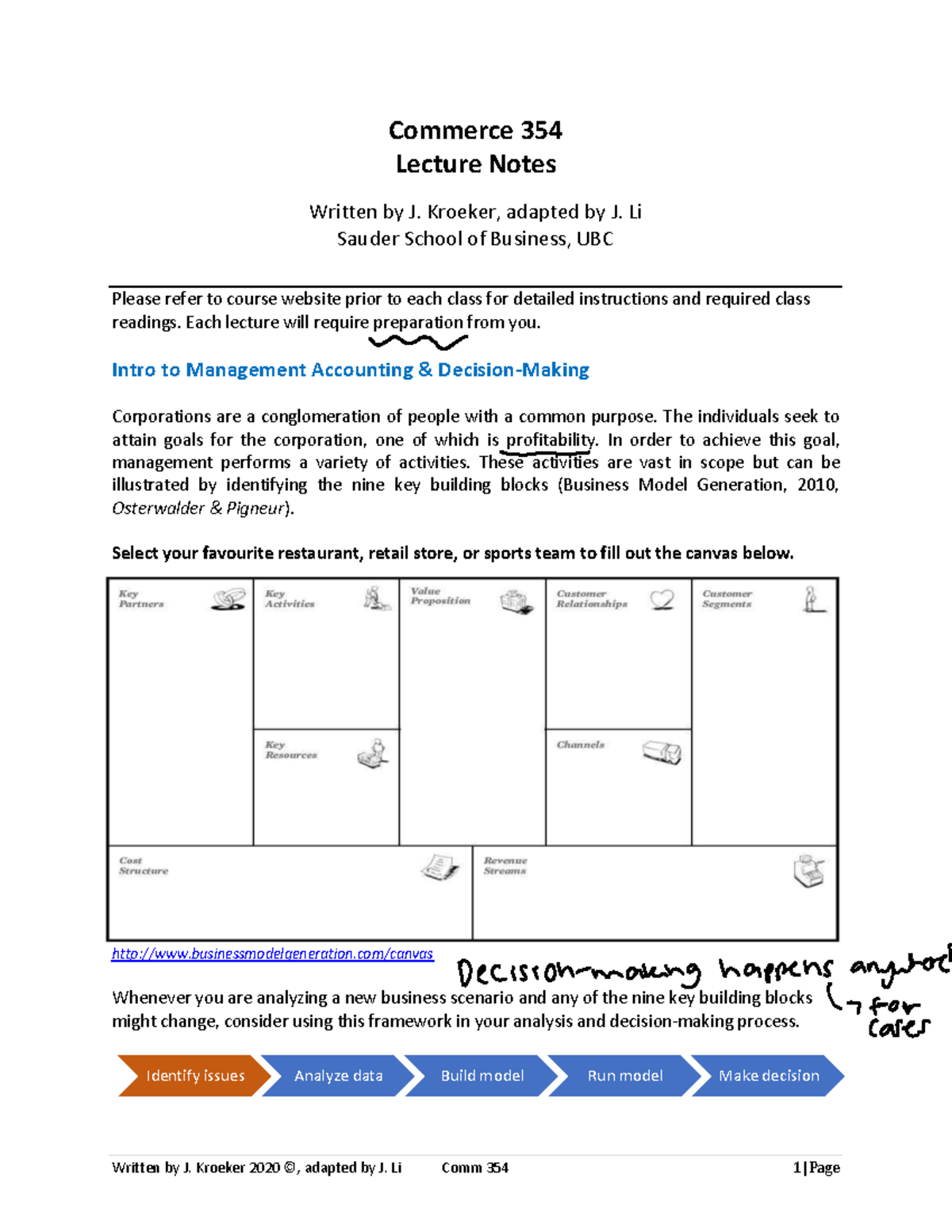 Comm 354 2020 winter t2 lecture notes part 1 1 - Commerce 354 Lecture ...