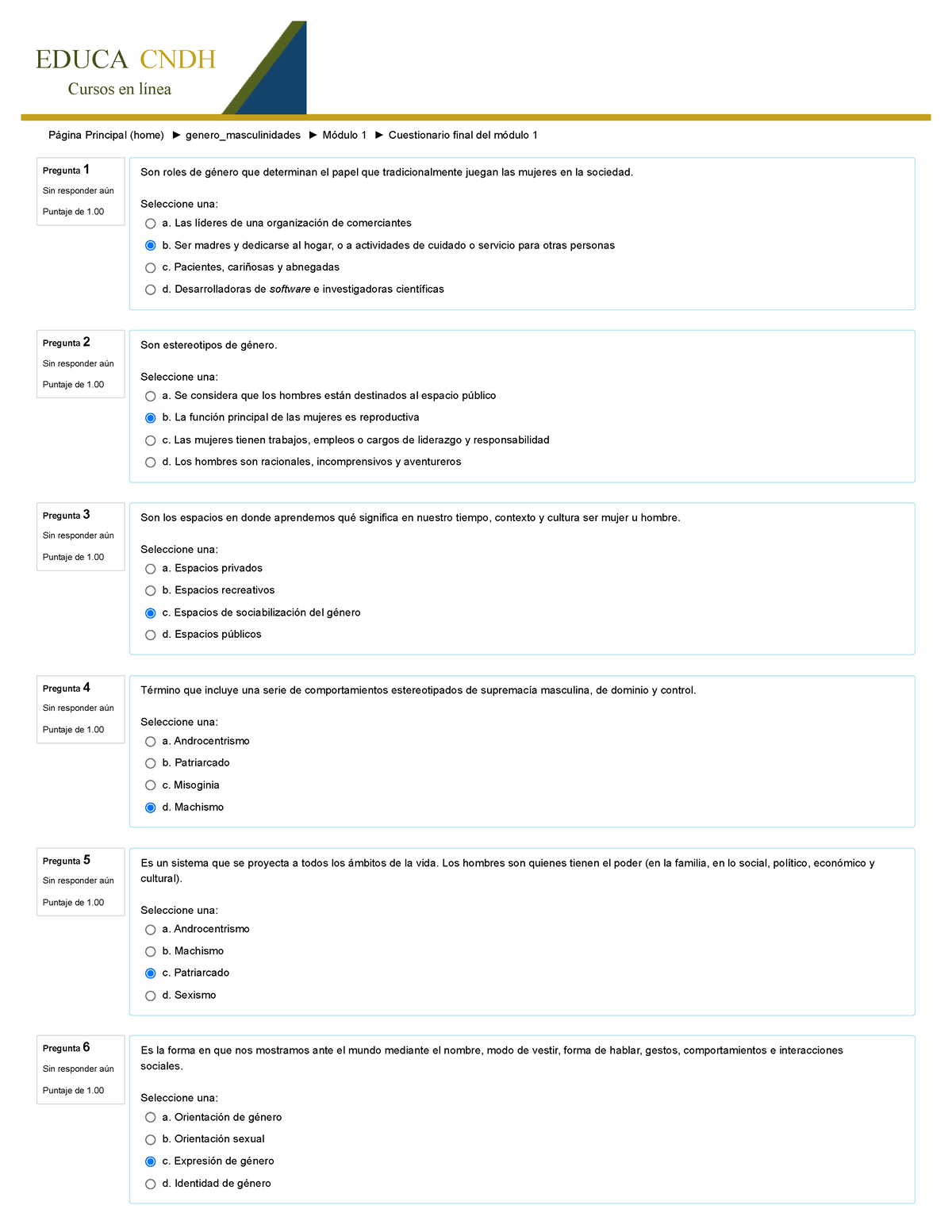 Modulo 1 Examen - Ejemplo - EDUCA CNDH Cursos En Línea Página Principal ...