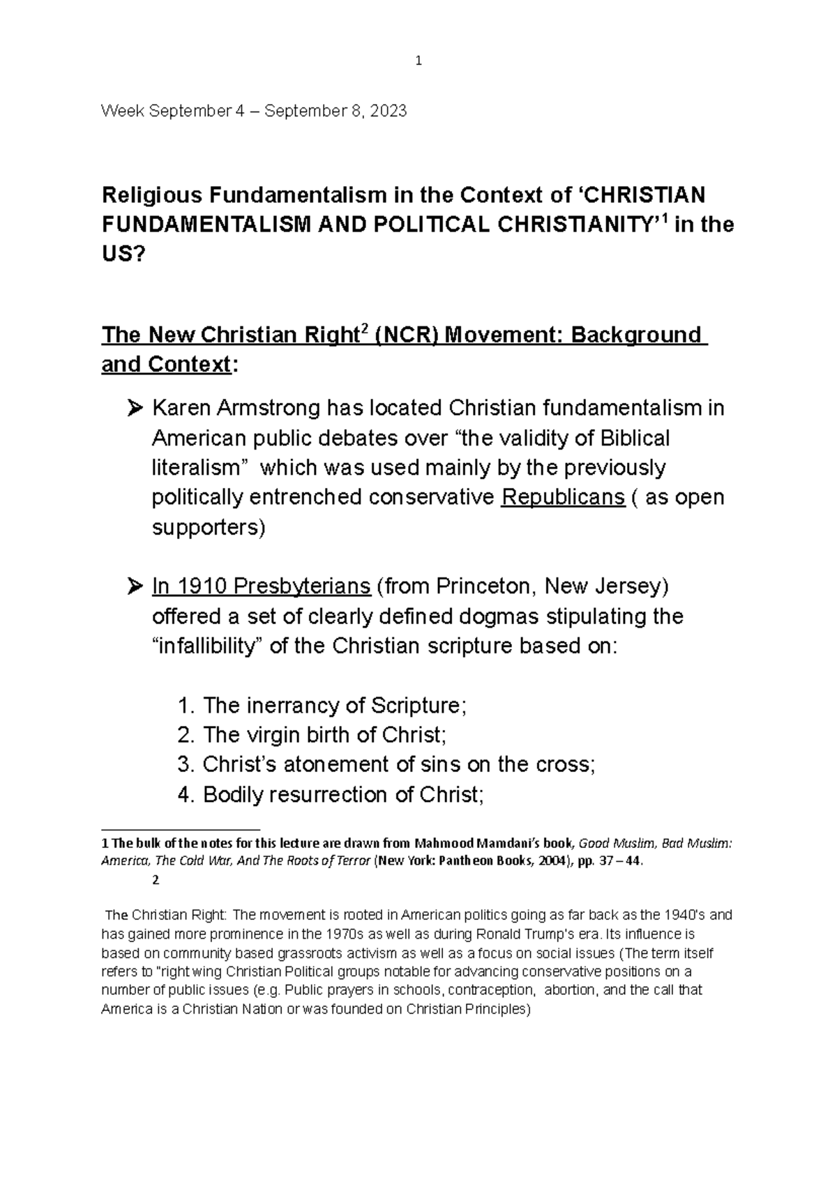 Christian Fundamentalism in Context The Scopes Trial of 1925 Week