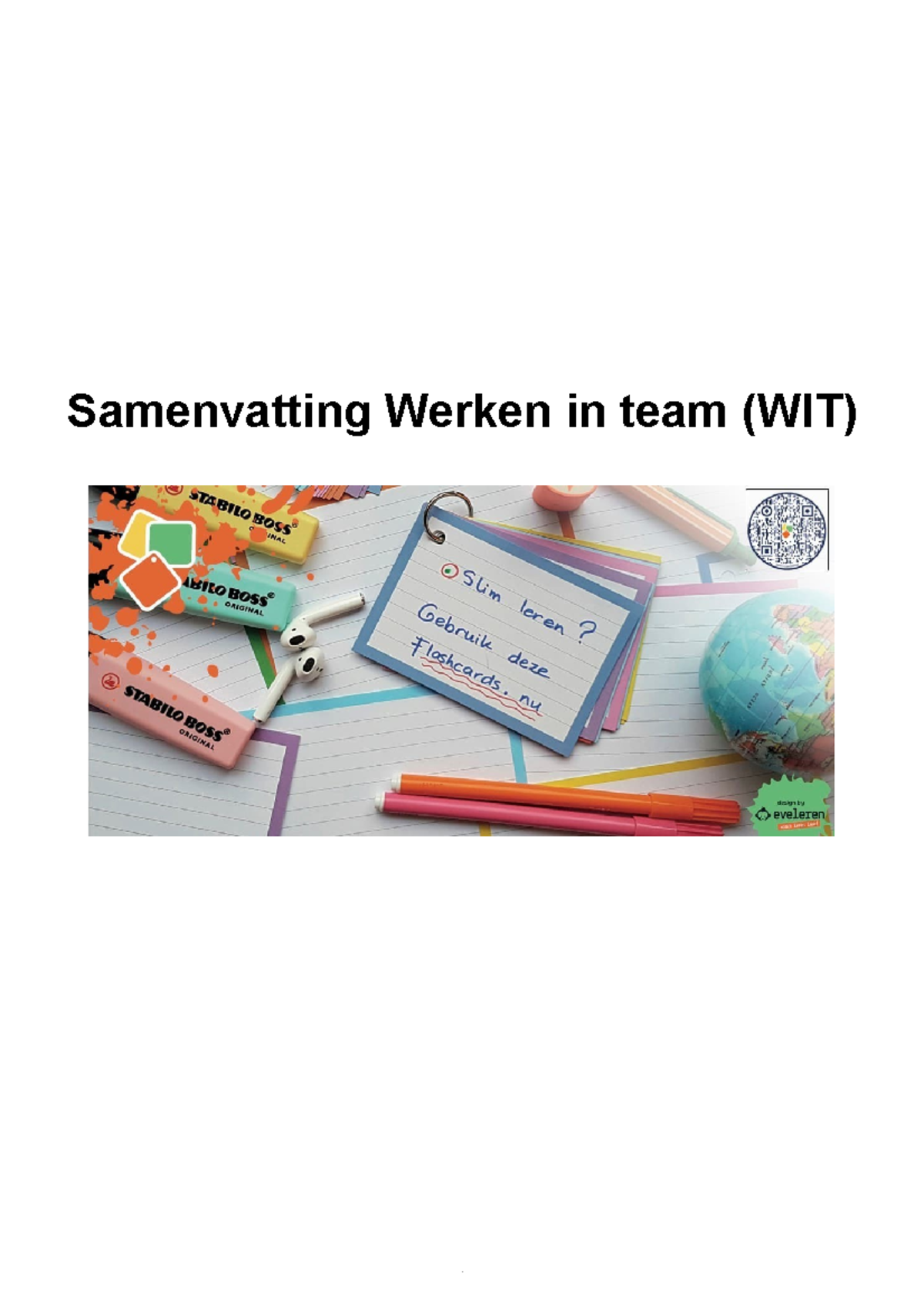 Samenvatting Cursus Werken In Team 2021 - Samenvatting Werken In Team ...