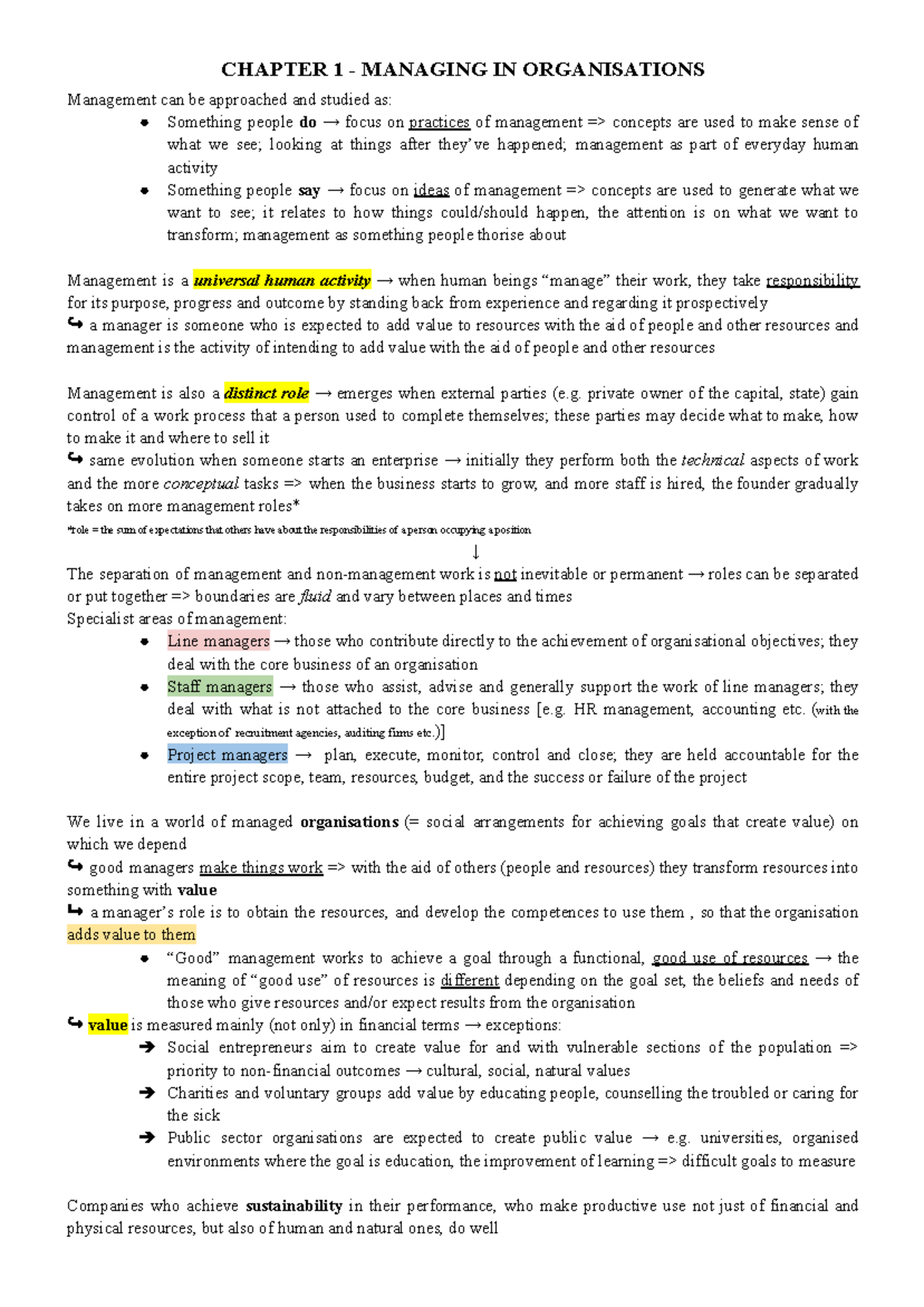 Principles OF Management - Documenti Google - CHAPTER 1 - MANAGING IN ...