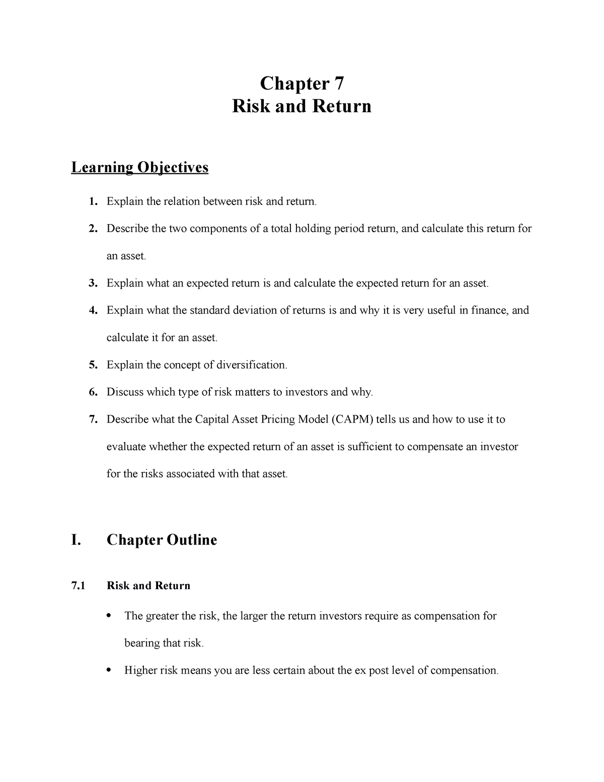 Note FIN202 1 - Tham Khao Nhaa - Chapter 7 Risk And Return Learning ...