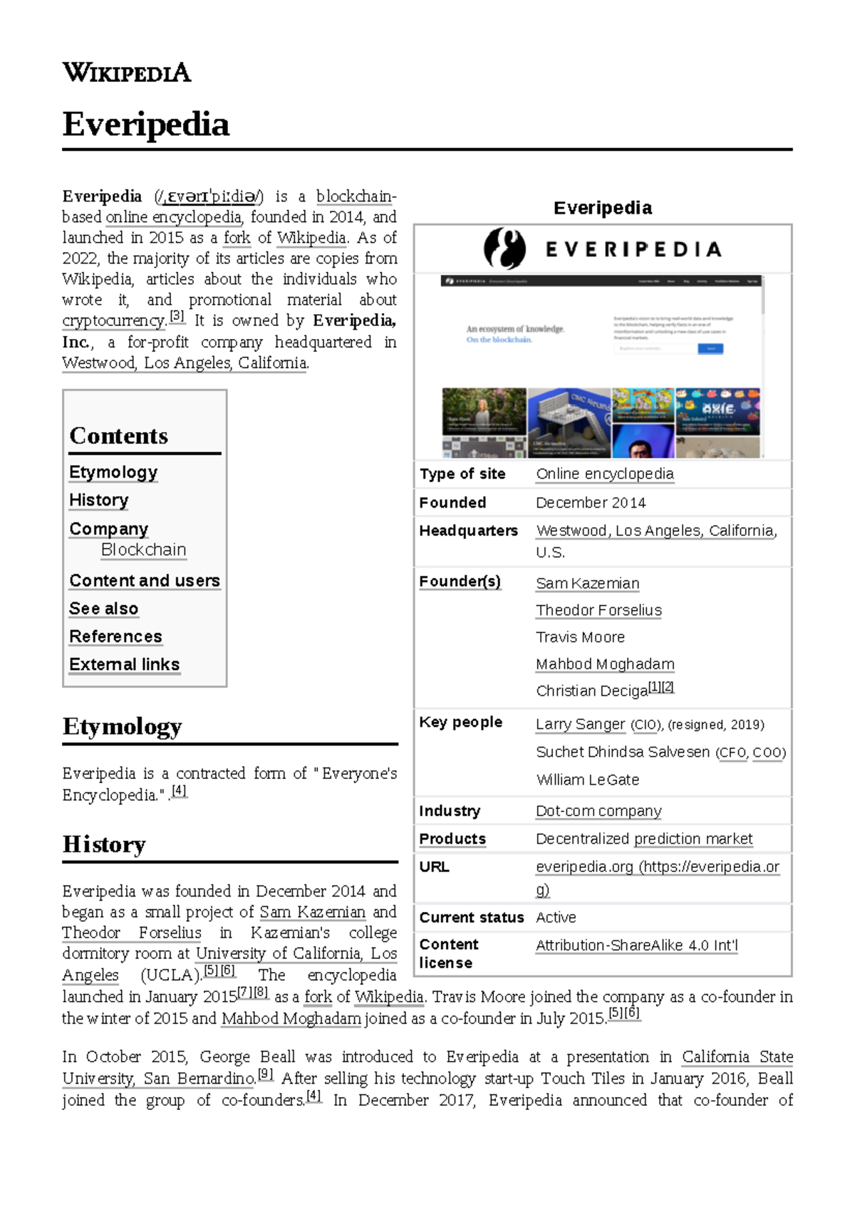 Everipedia - ASSD - Everipedia Type of site Online encyclopedia Founded ...