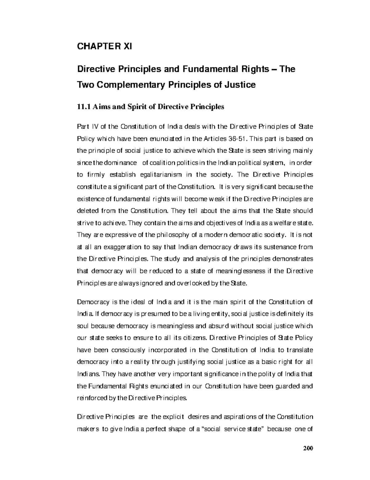 Complementry TO EACH Other - CHAPTER XI Directive Principles and ...
