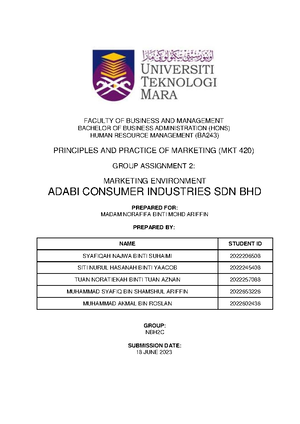 Group 1 Assignment Marketing Mix 4P's - FACULTY OF BUSINESS AND ...