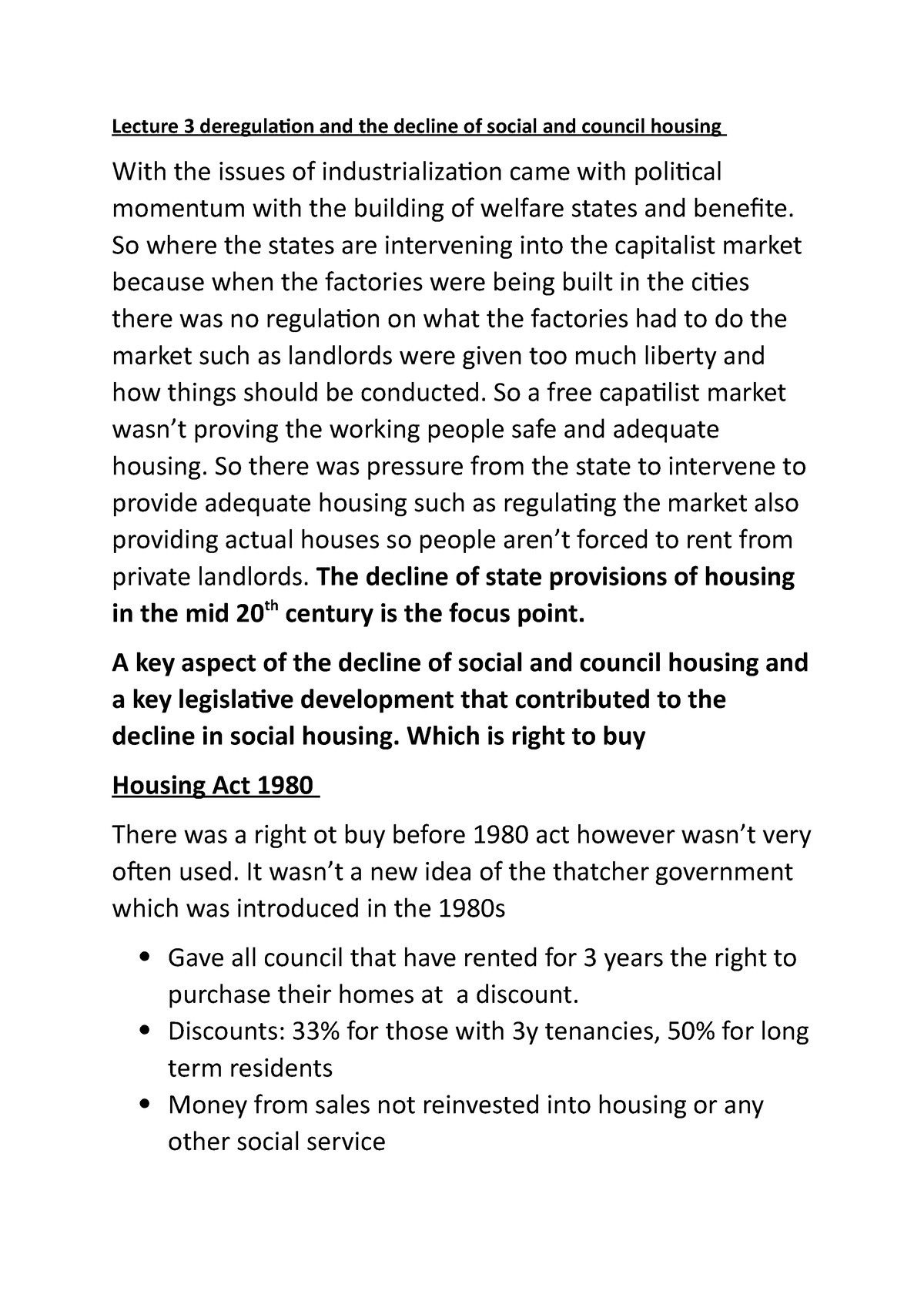 Lecture 3 Deregulation And The Decline Of Social And Council Housing ...