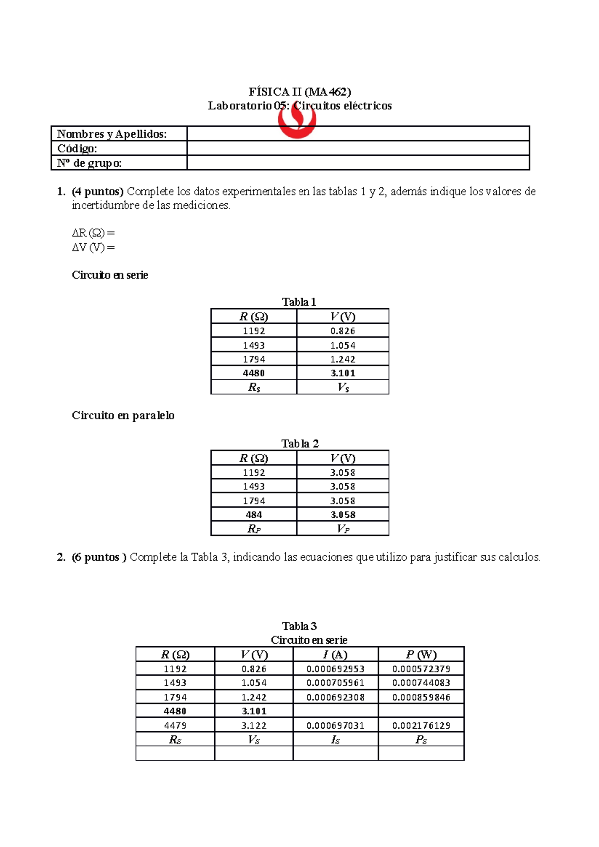 Reporte De Laboratorio 05 De Física II - FÍSICA II (MA462) Laboratorio ...