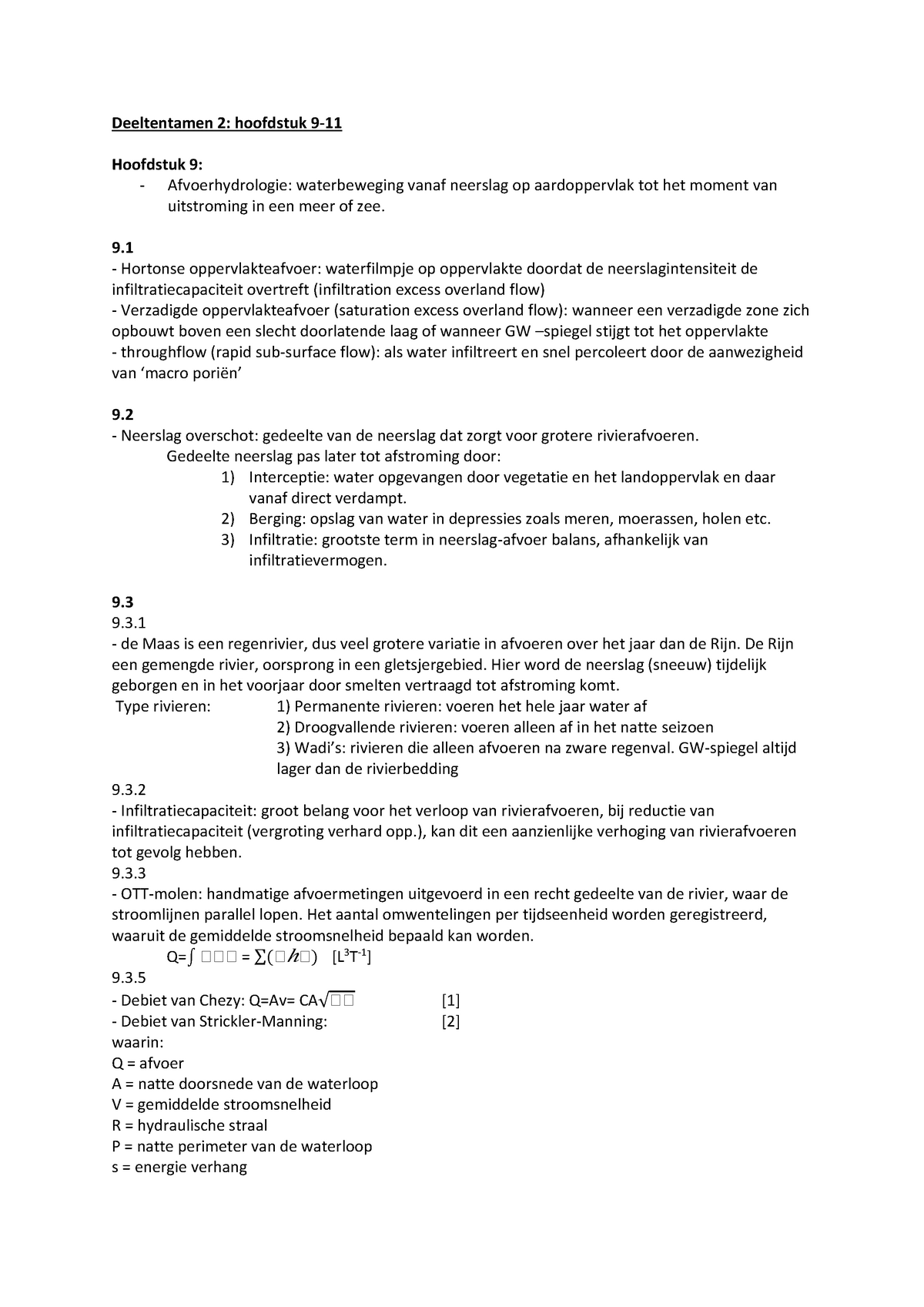 Samenvatting Hydrologie: Compleet, - Hoofdstukken 9, 10 En 11 ...