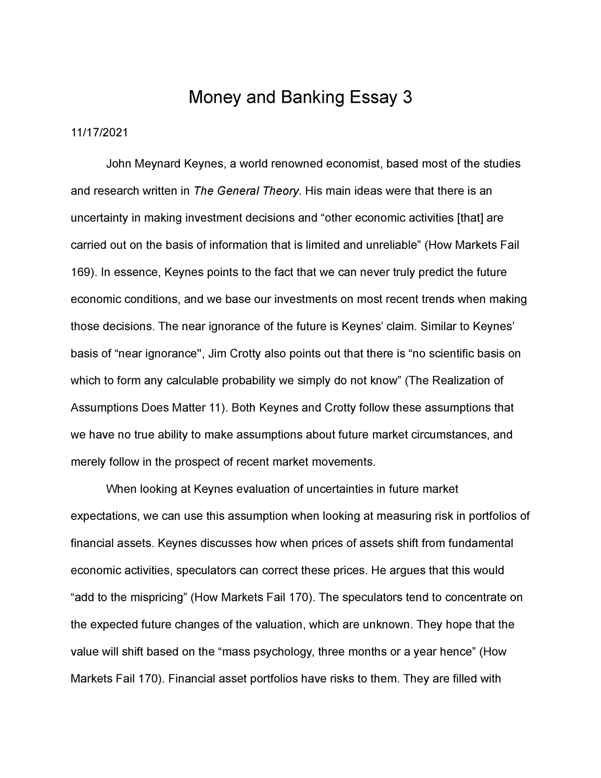 money and banking essay grade 11