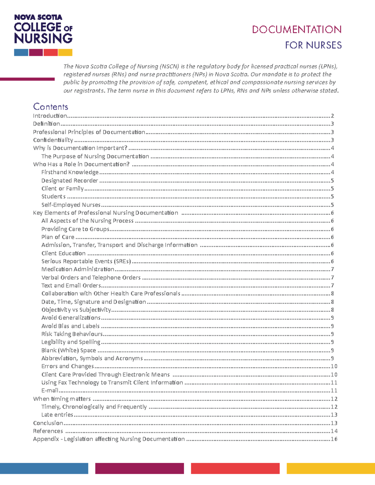 Documentation Guidelines - DOCUMENTATION FOR NURSES The Nova Scotia ...