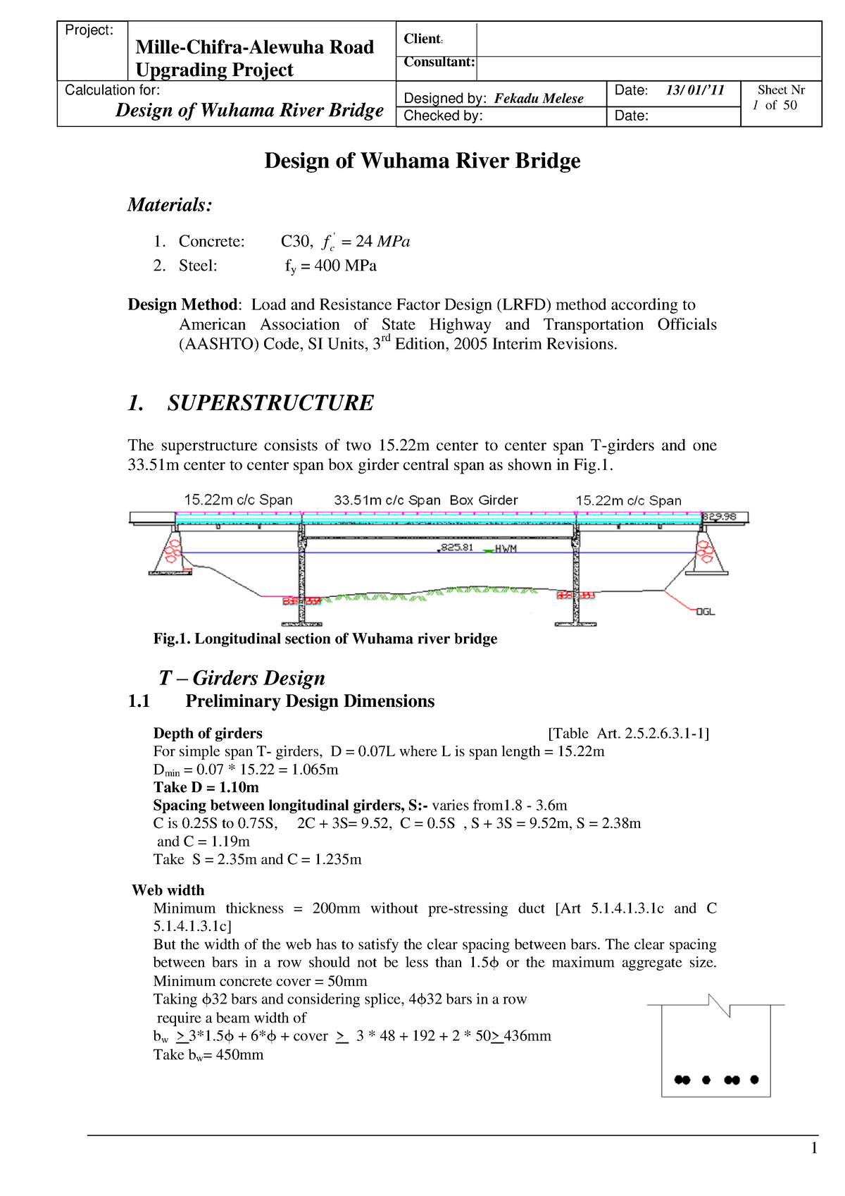 T-Girder Example - SSDF - Mille-Chifra-Alewuha Road Upgrading Project ...