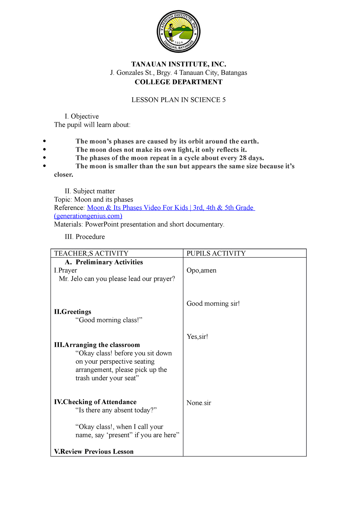 Mathematics fractions - TANAUAN INSTITUTE, INC. J. Gonzales St., Brgy ...