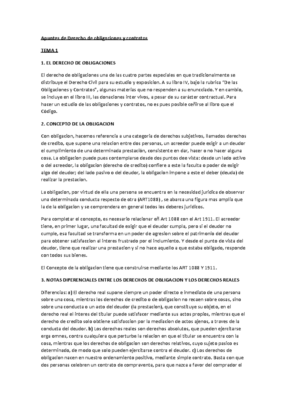 Tema 1 a 4. Obligaciones y contratos - Apuntes de Derecho de ...