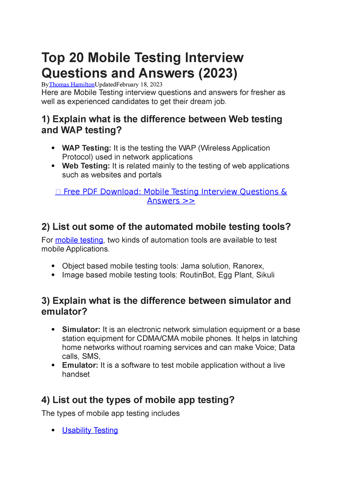 Top 30 Mobile Testing Interview Questions & Answers for 2023