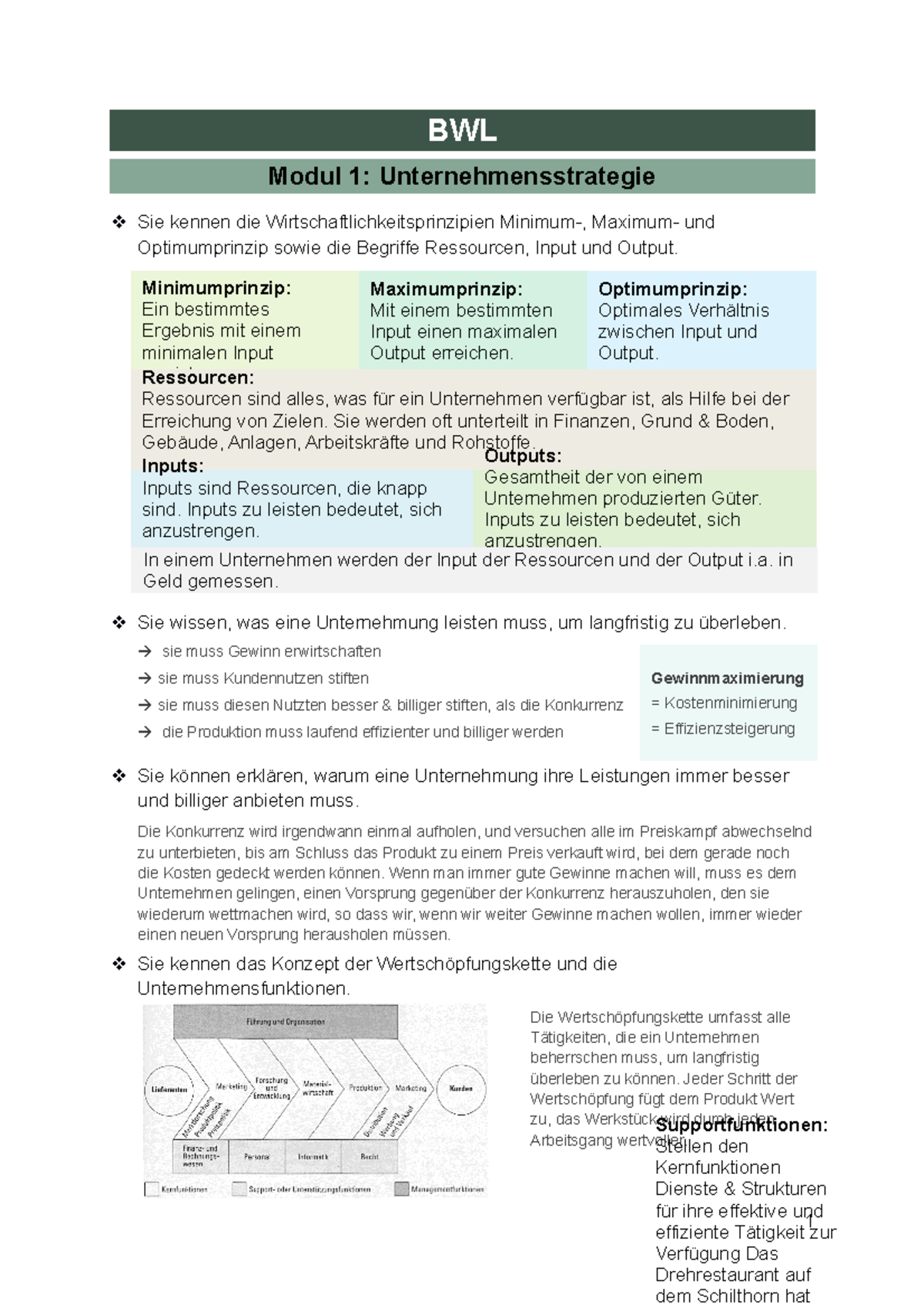 Zusammenfassung BWL - BWL Modul 1: Unternehmensstrategie Sie Kennen Die ...