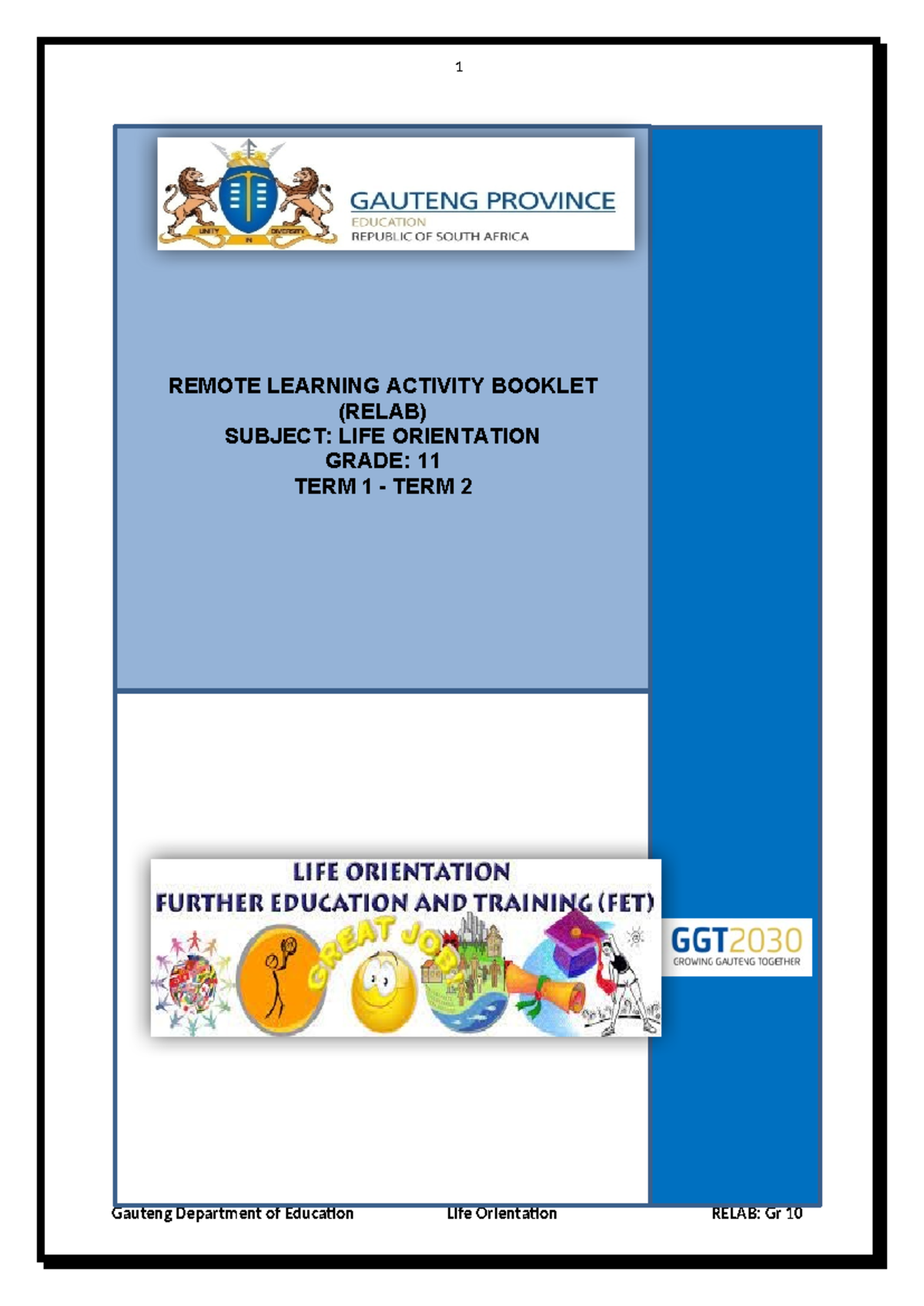 2021 - LO Grade 11 Term 1 & 2 - REMOTE LEARNING ACTIVITY BOOKLET (RELAB ...