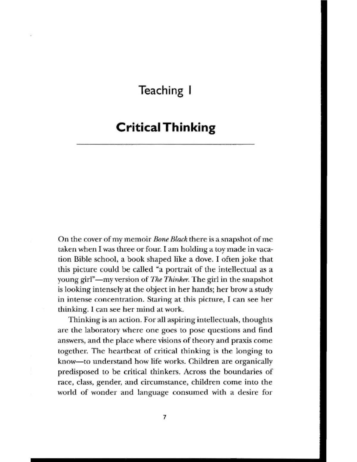 bell hooks teaching critical thinking