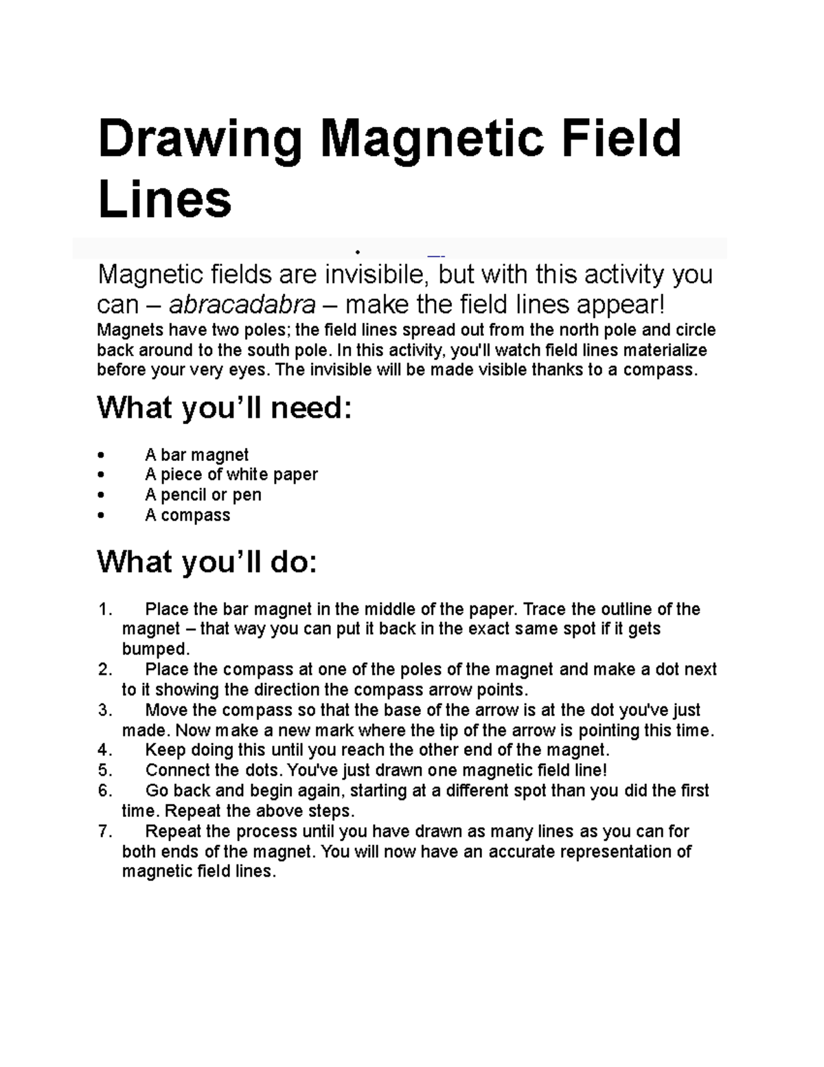 Drawing Field Lines Drawing Field Lines