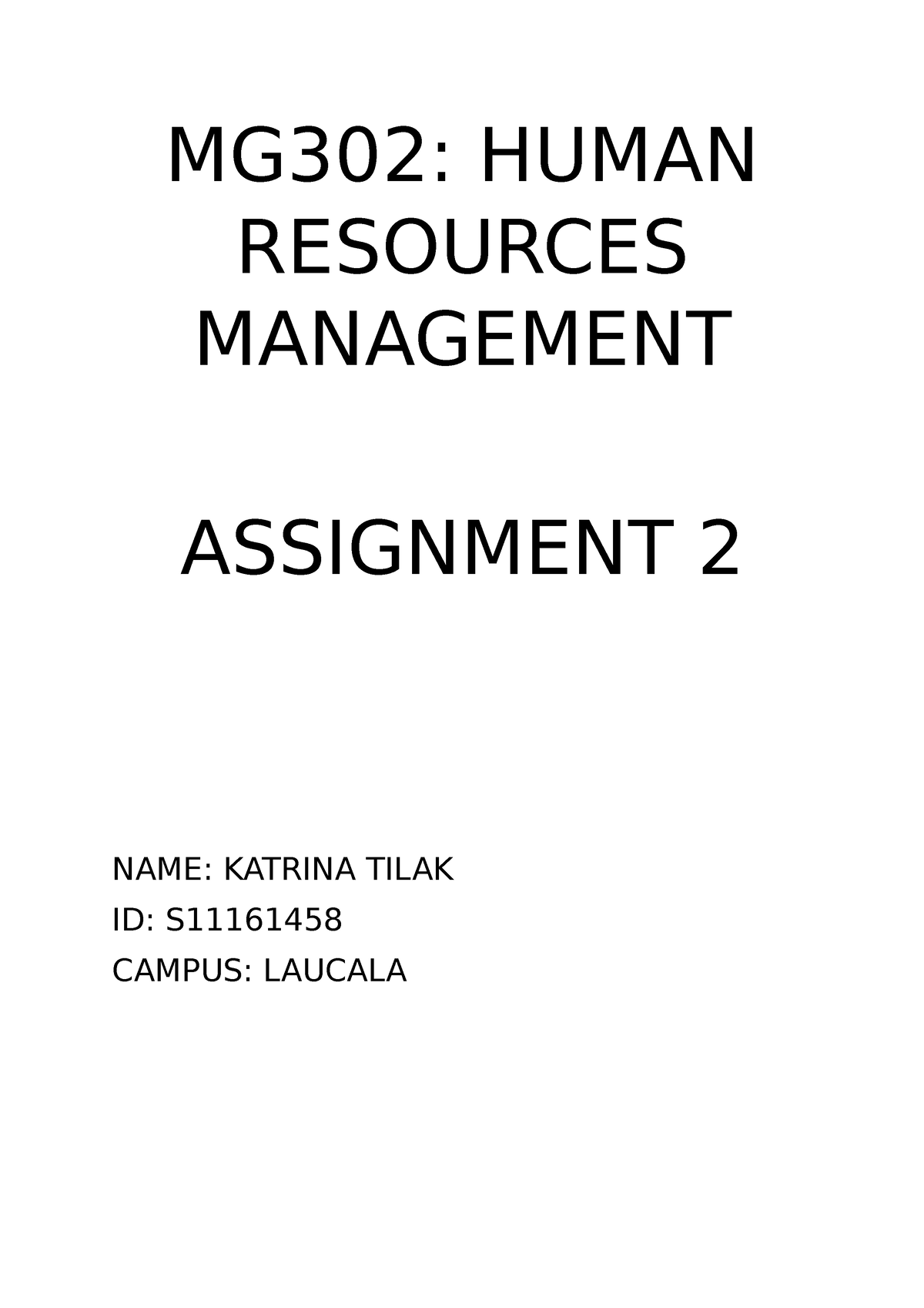 human resource management assignment 2