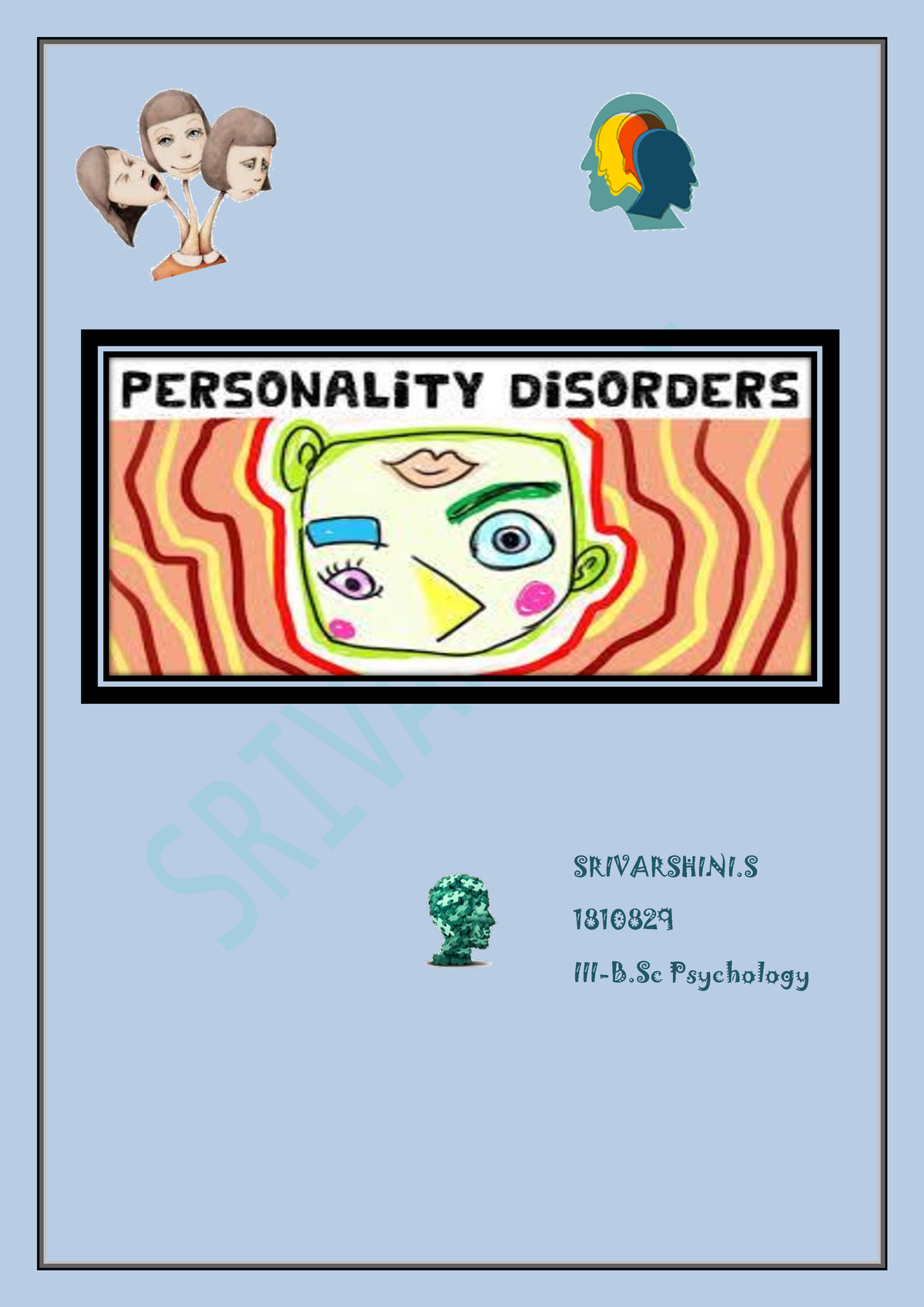 Personality Disorders-Psychopathology - SRIVARSHINI 1810829 III-B ...