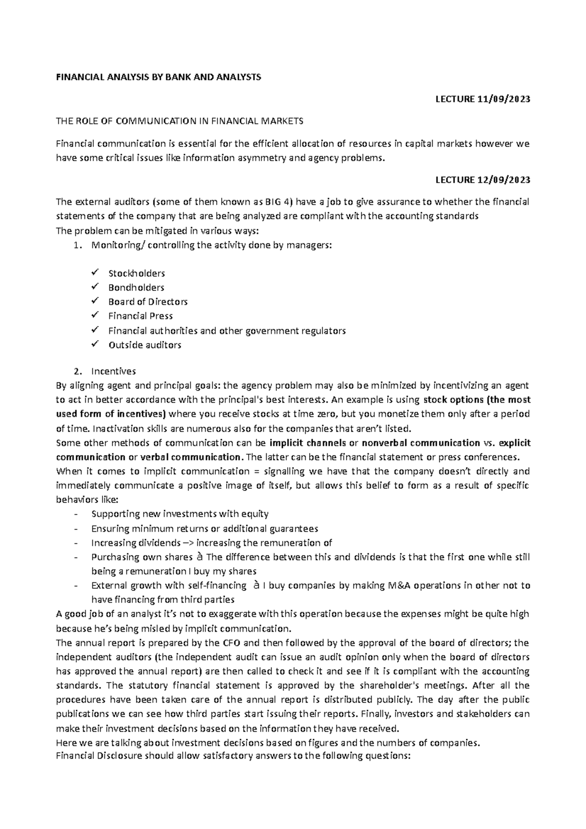 Finacial Analysis BY BANK AND Analysts - FINANCIAL ANALYSIS BY BANK AND ...