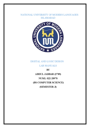 Abdul Jabbar (2789) DLD LAB Report NO # 03 - Digital Logic Desgin ...