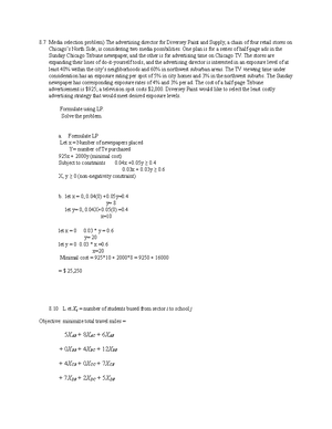 Chapter 8 problems - homework assignment - Tavoy Carby Com 315 Chapter ...