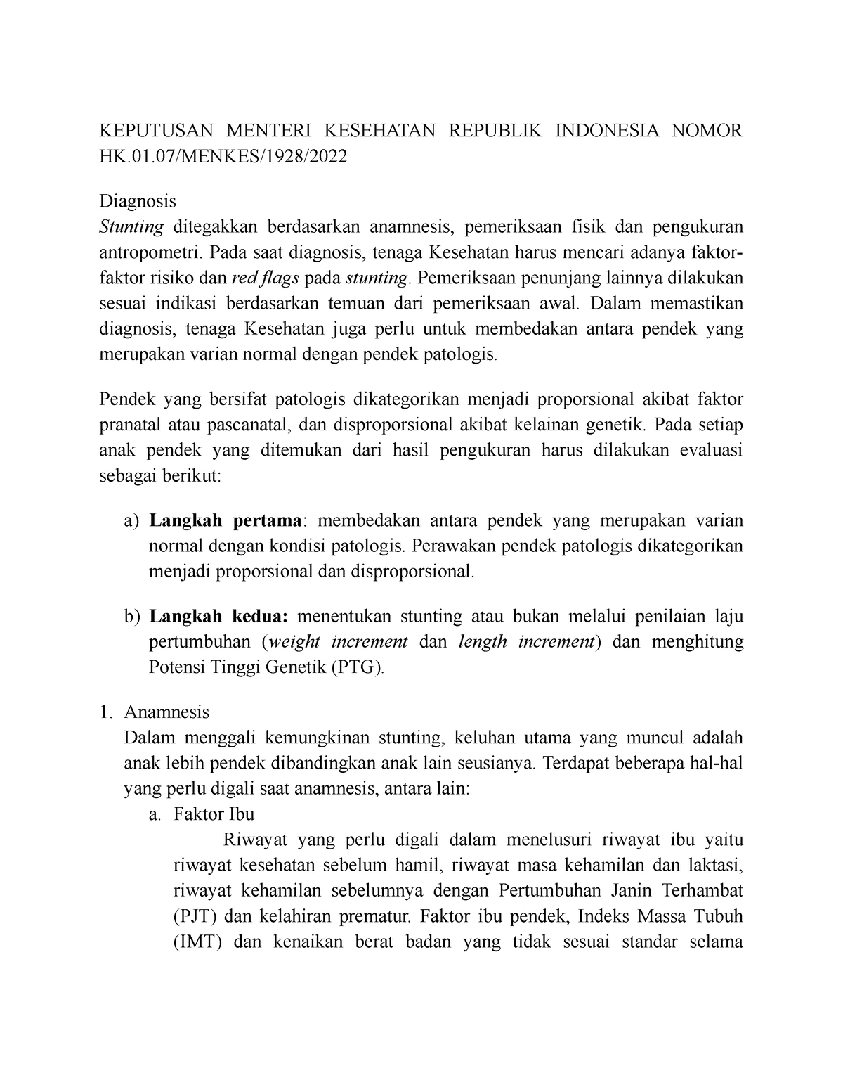 Minipro - A Summary About Stunting - KEPUTUSAN MENTERI KESEHATAN ...