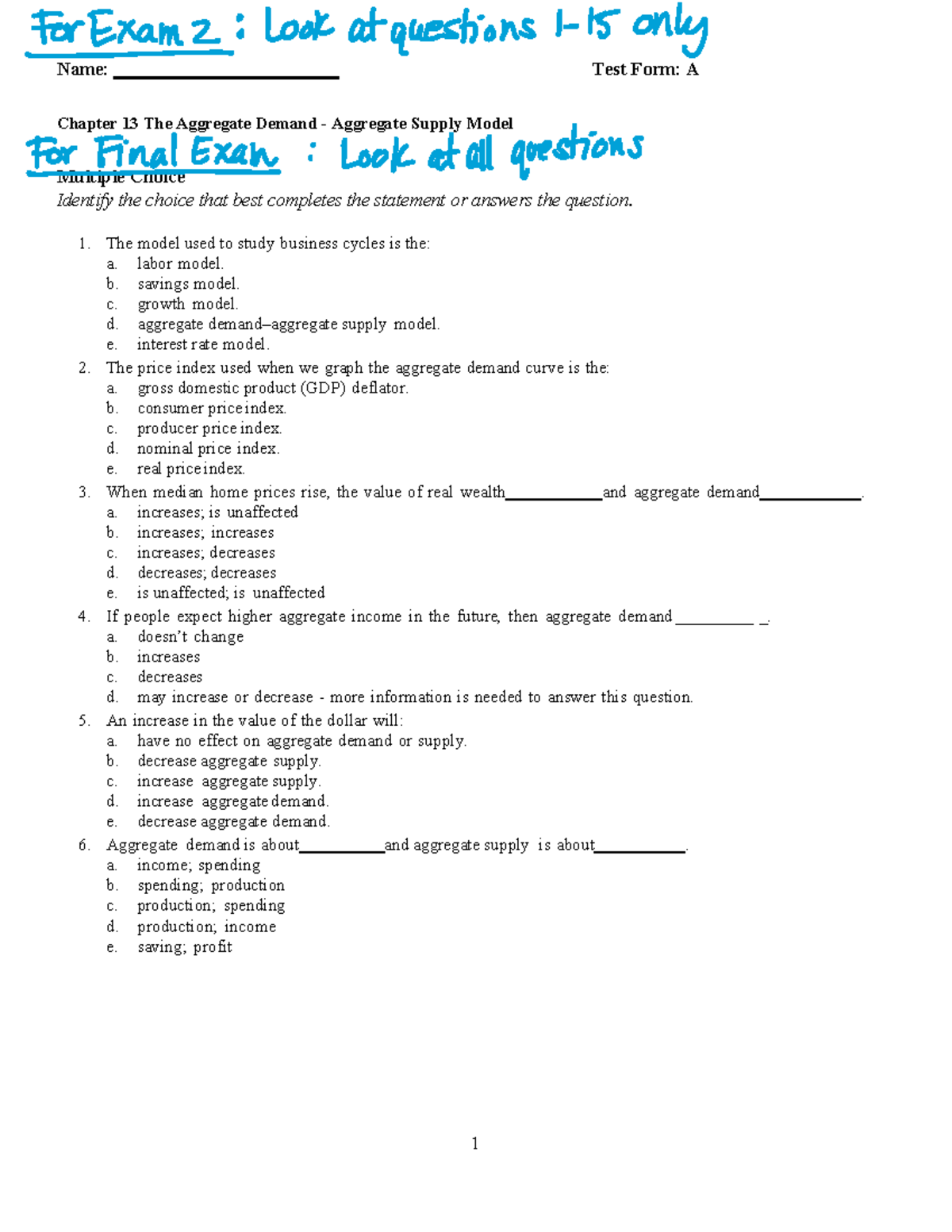ADAS Model - Multiple Choice Questions for Practice - Chapter 13 The ...