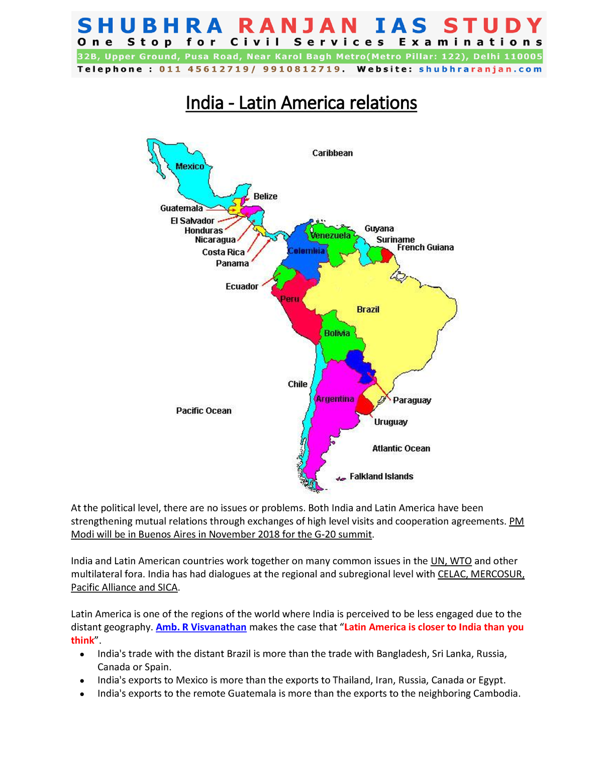 Latin America - Summary B.A.(Hons.) Pol. Science - India - Latin ...