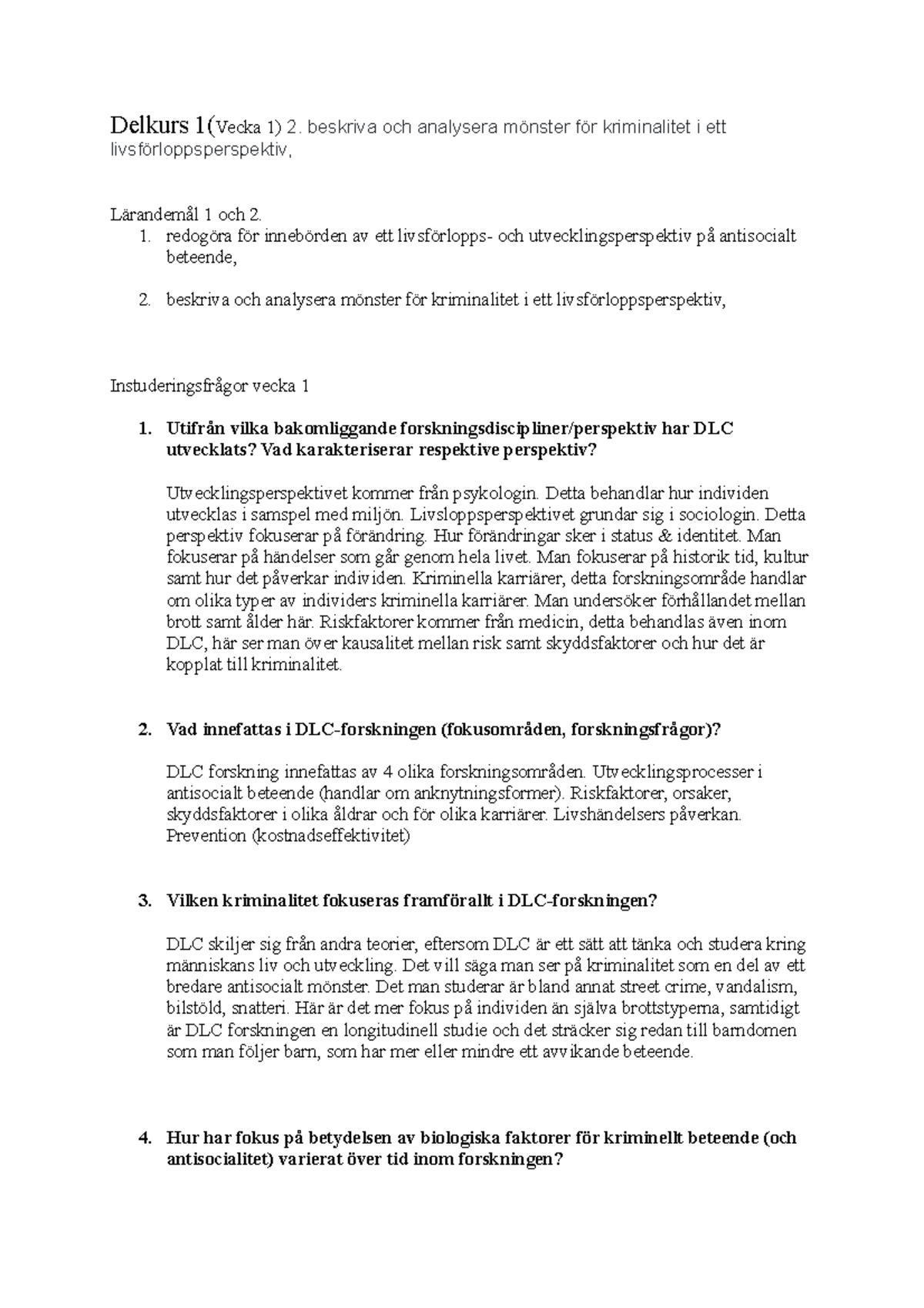 Forsättningskurs Kriminologi- Seminarium - Delkurs 1(Vecka 1) 2 ...