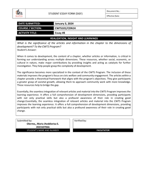 Olermo MJS-CWTS-CON14-SWA - TOOLS FOR ANALYSIS FORM Document No ...