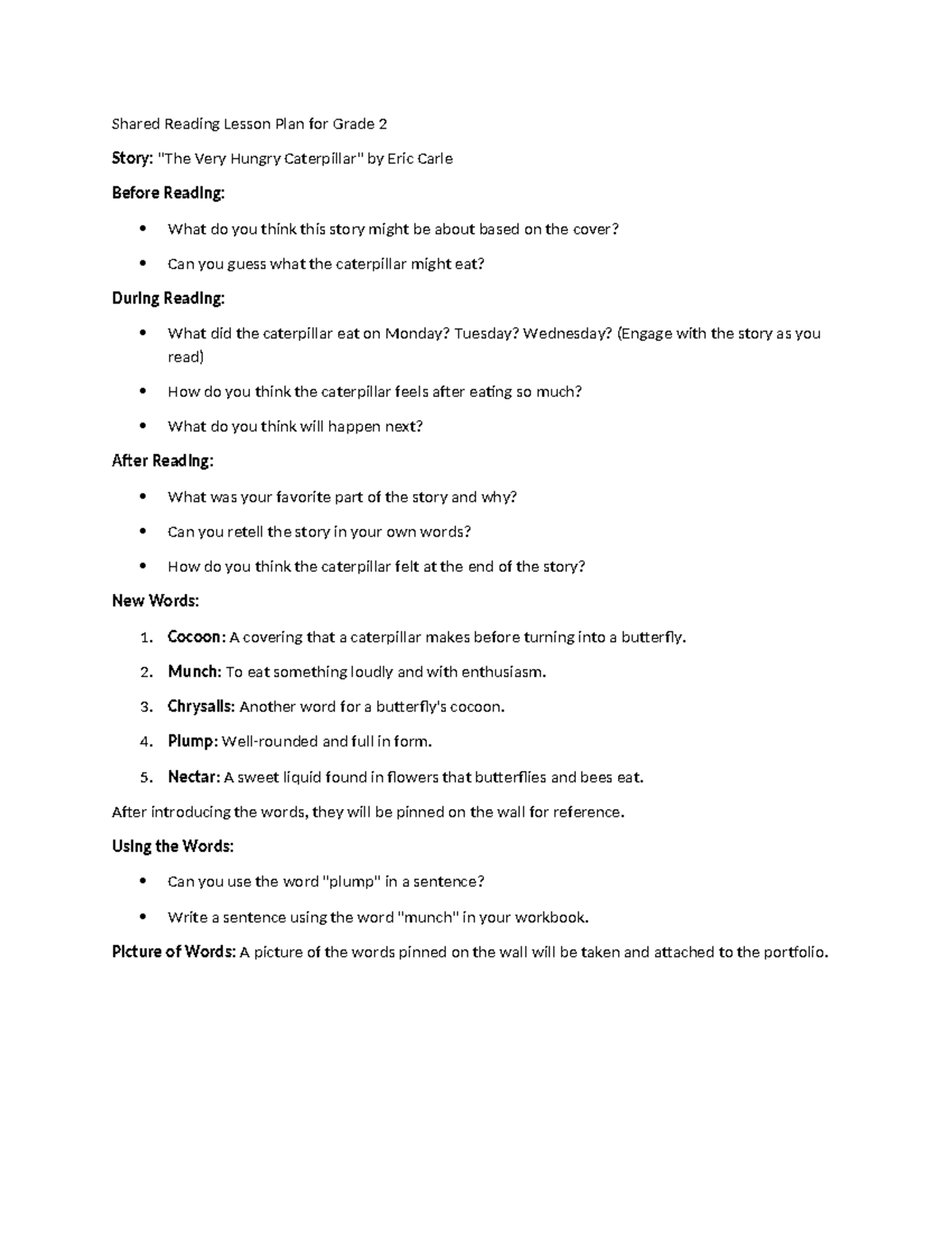 Gr2 lesson 3 - assignments - Shared Reading Lesson Plan for Grade 2 ...