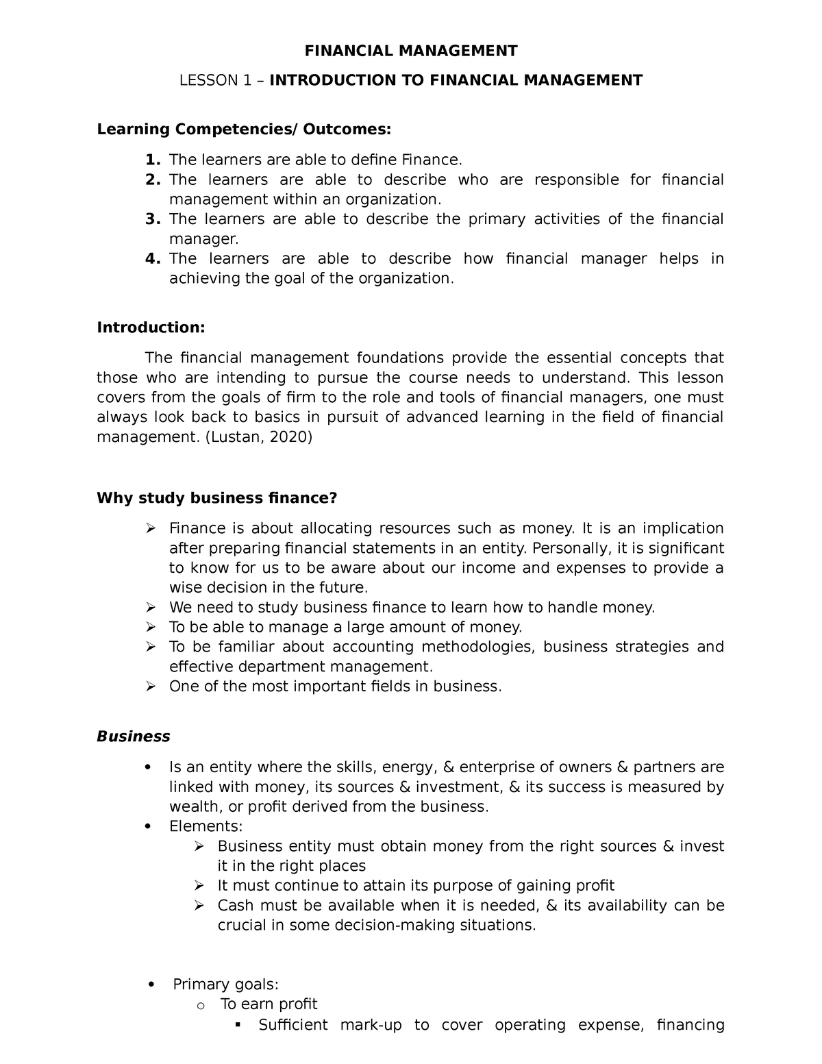 lesson-1-introduction-to-financial-management-financial-management