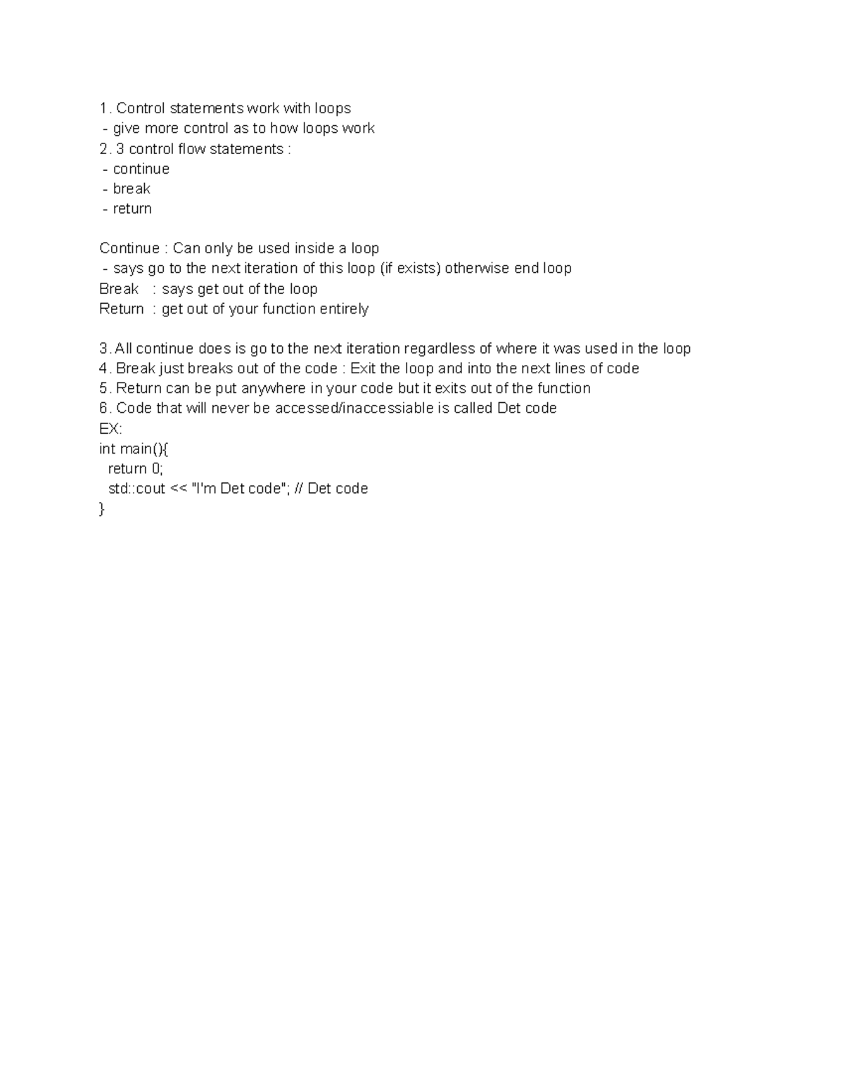 Control Points - Control statements work with loops give more control ...