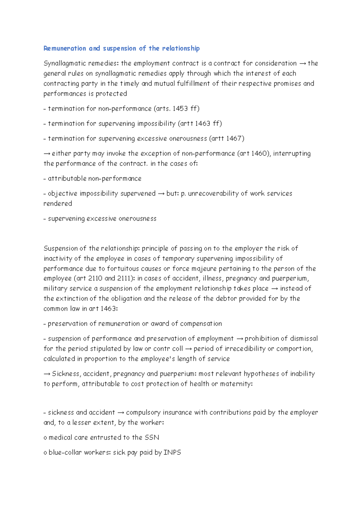 Remuneration and suspension of the relationship 4 Remuneration and