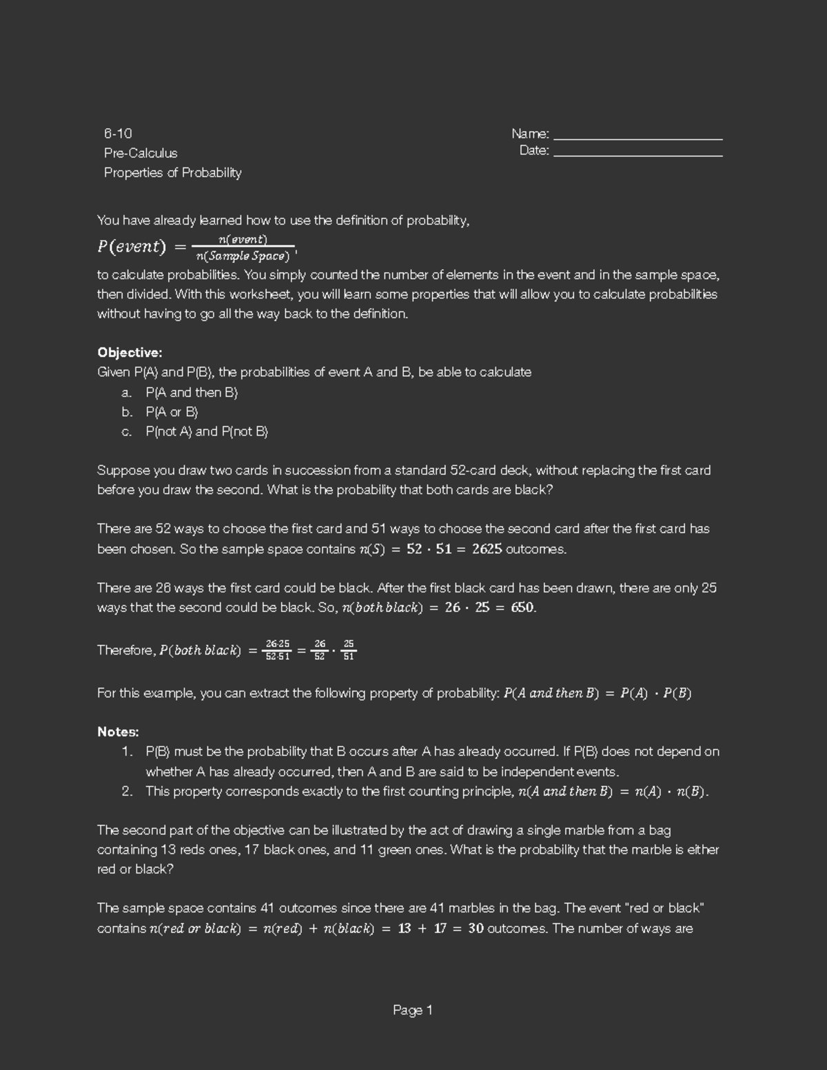 Lesson 2: Properties Of Probability – IQGP