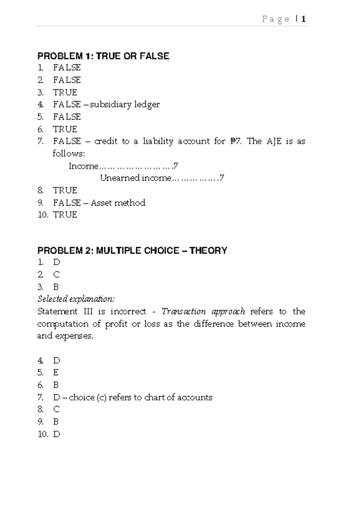 SOLMAN CHAPTER 1 THE ACCOUNTING PROCESS IA - P a g e | 1 PROBLEM 1 ...