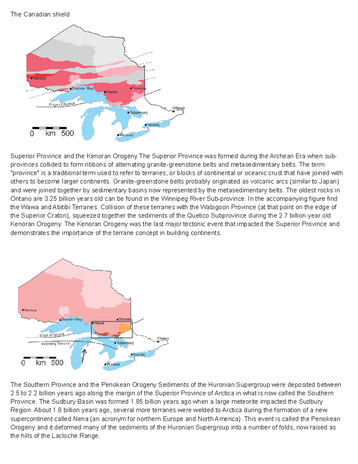 Module 7 ESSA notes The Canadian shield Superior Province and the