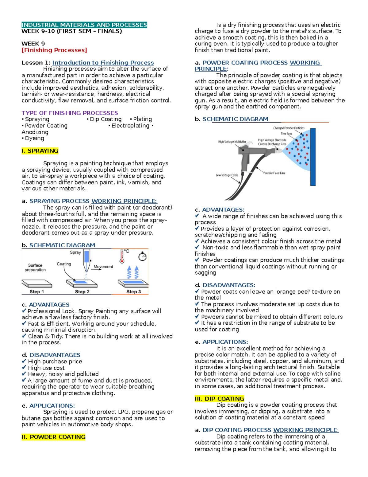 IMP Reviewer(Week910) INDUSTRIAL MATERIALS AND PROCESSES WEEK 910
